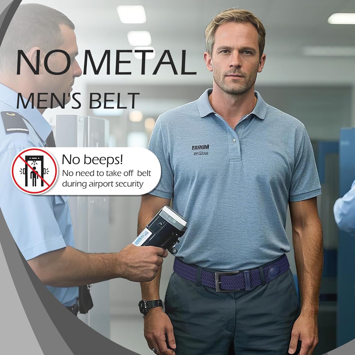 Braided Stretch Golf Belt for Men, No Metal TSA Elastic Stretch Braided Belt Men - Image 2