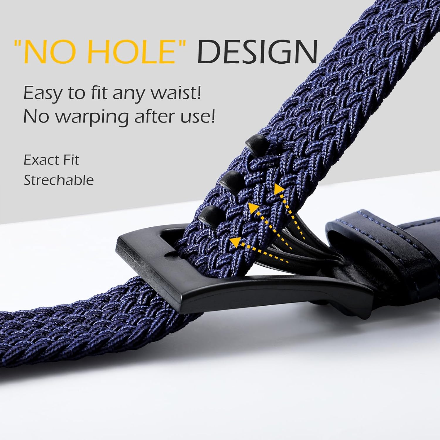 Braided Stretch Golf Belt for Men, No Metal TSA Elastic Stretch Braided Belt Men - Image 3