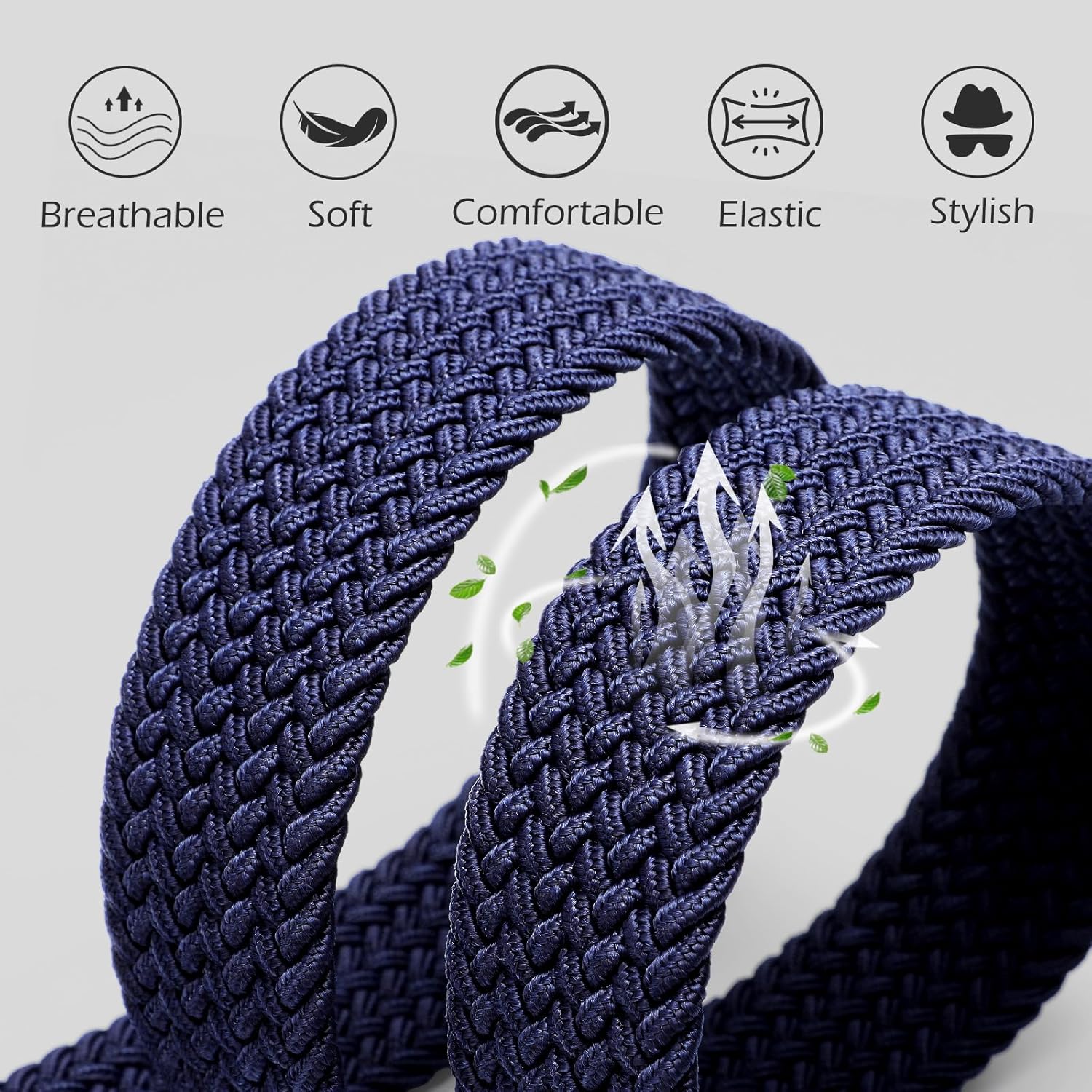 Braided Stretch Golf Belt for Men, No Metal TSA Elastic Stretch Braided Belt Men - Image 4
