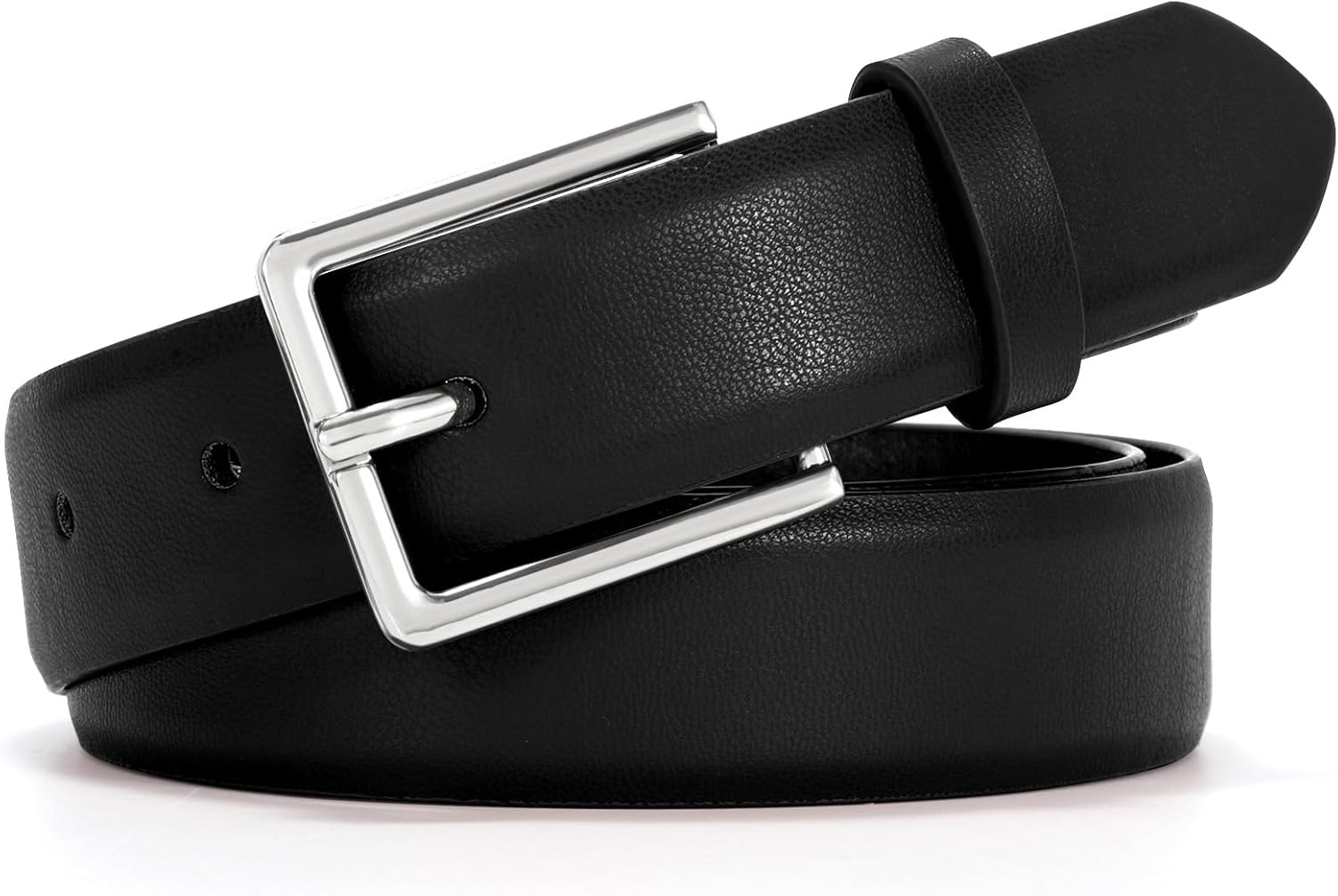 Belt for Women, Women's Leather Belt for Jean Dress, Fashion Ladies Belts with Rectangle Buckle - Image 1