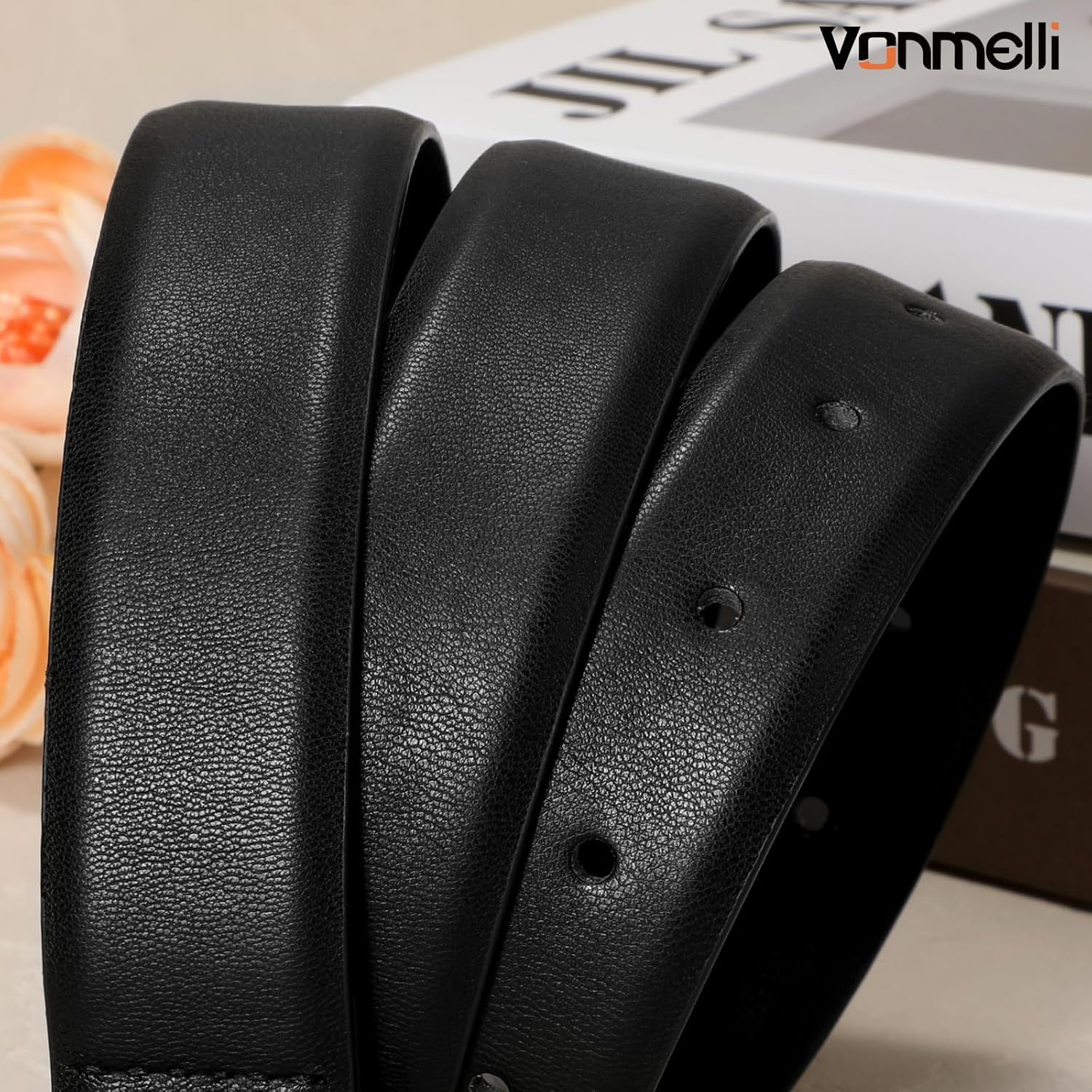 Belt for Women, Women's Leather Belt for Jean Dress, Fashion Ladies Belts with Rectangle Buckle - Image 3