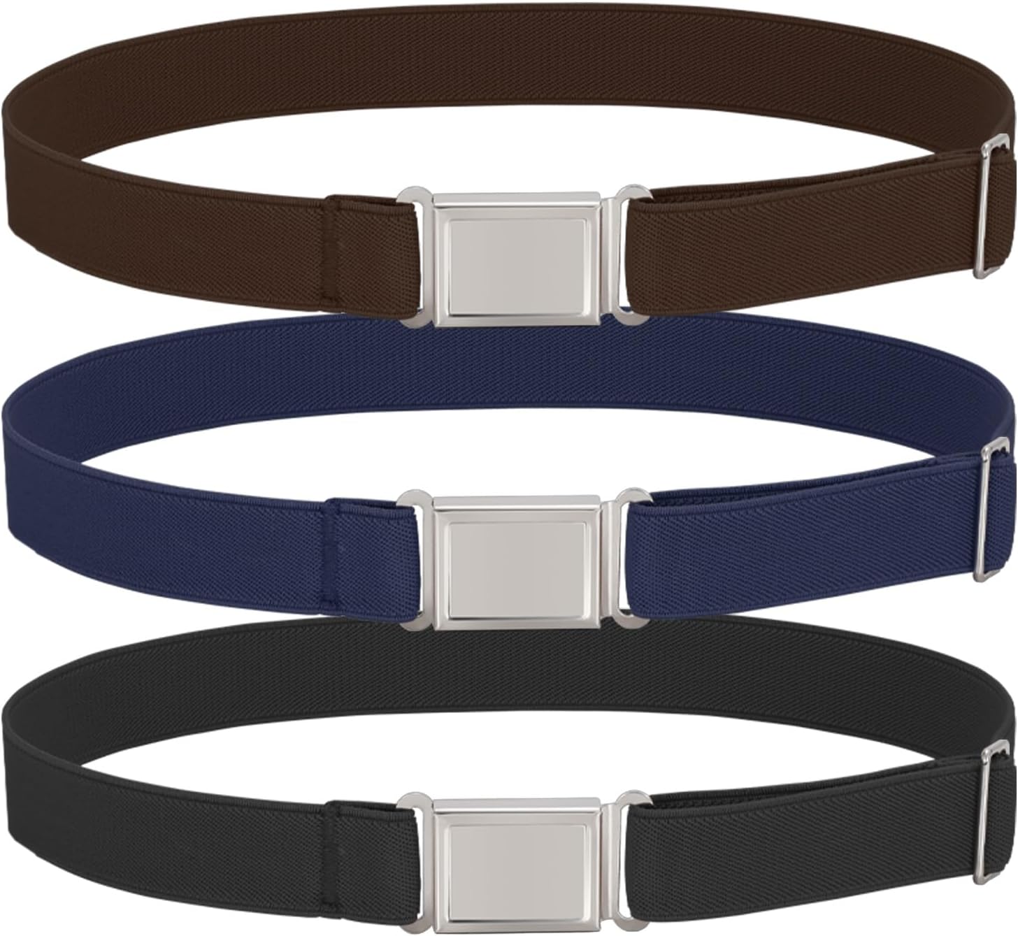 3 pack Kids Adjtable Magnetic Belt Boys Girls Easy Clasp Stretchy Belt for School Uniform Pants - Image 1