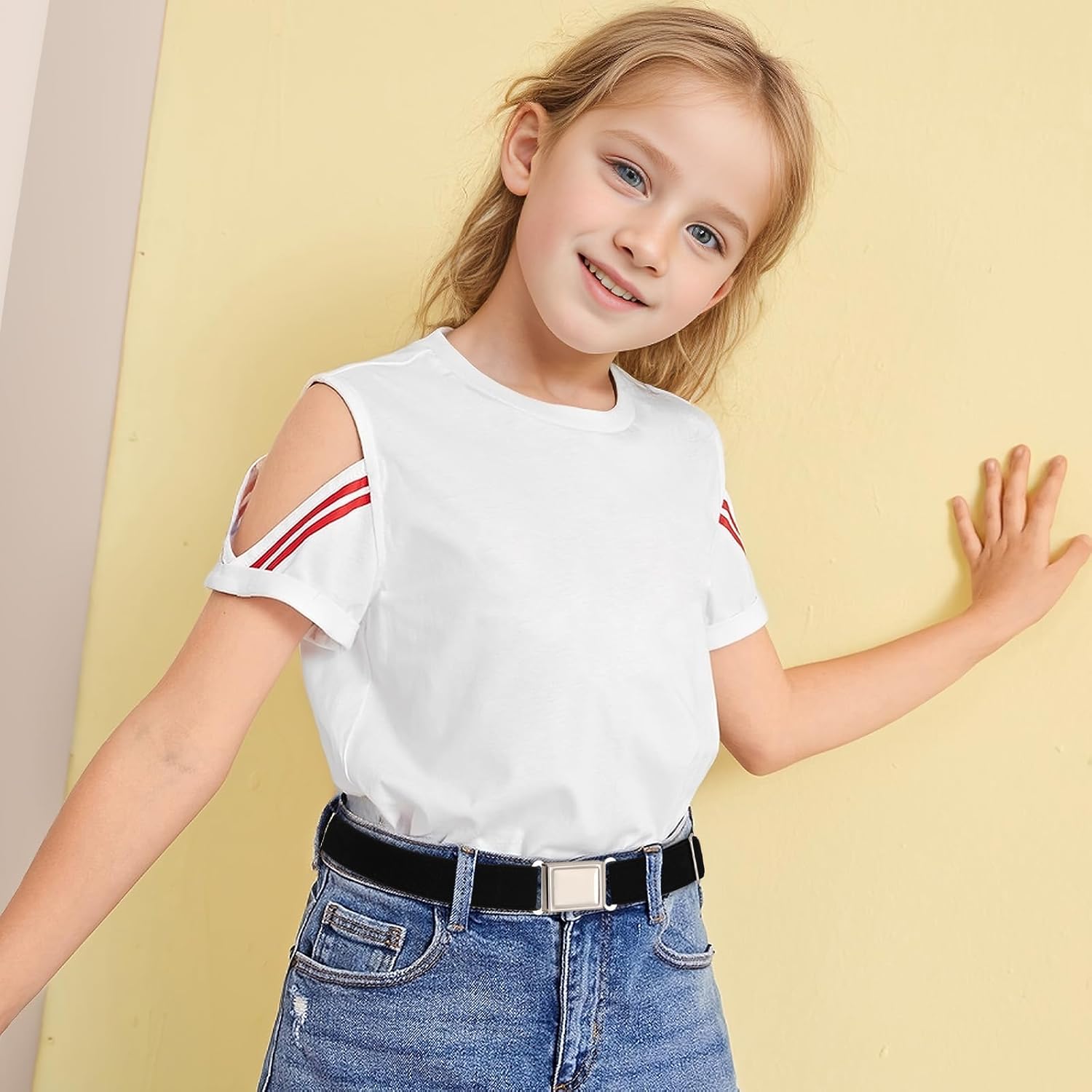 3 pack Kids Adjtable Magnetic Belt Boys Girls Easy Clasp Stretchy Belt for School Uniform Pants - Image 2