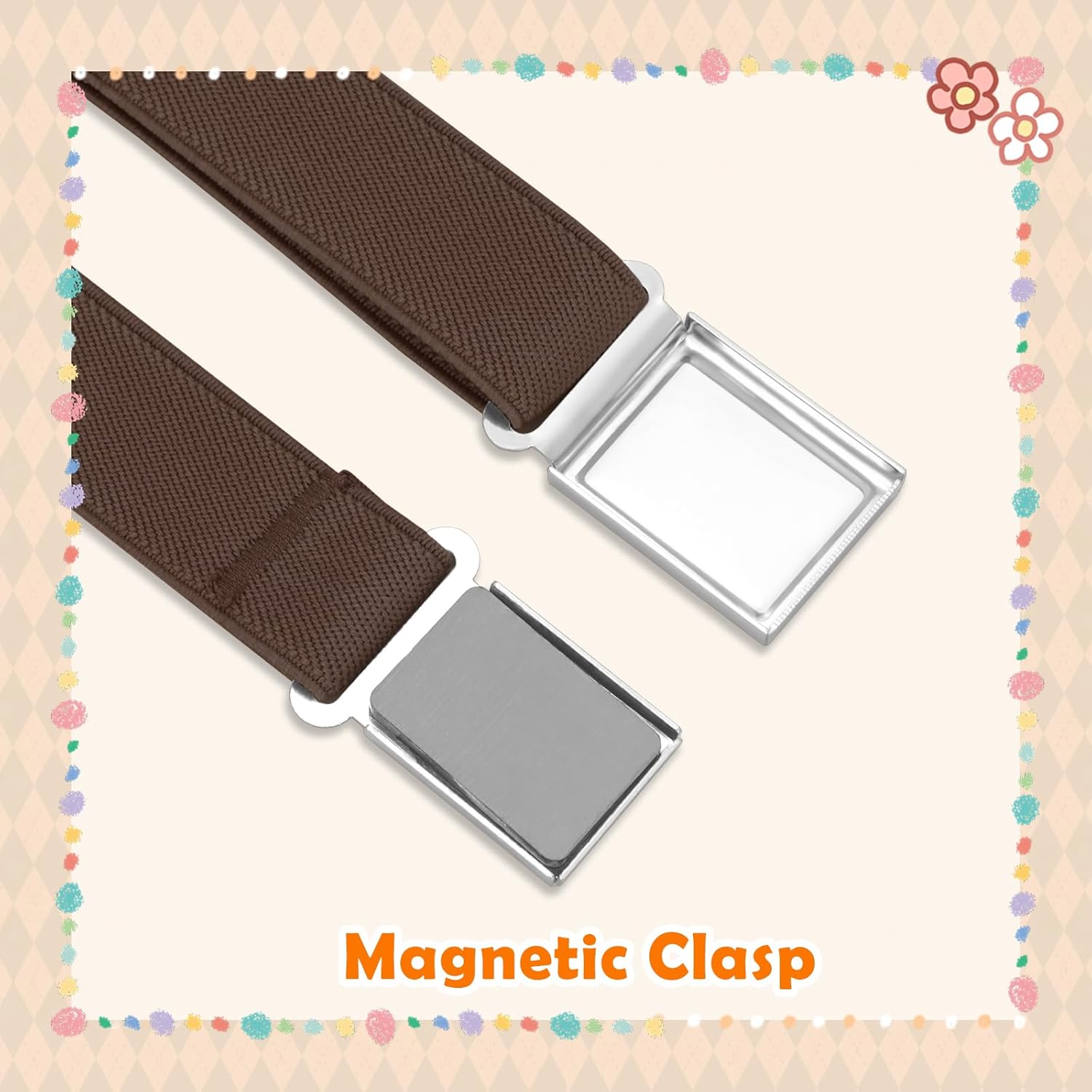 3 pack Kids Adjtable Magnetic Belt Boys Girls Easy Clasp Stretchy Belt for School Uniform Pants - Image 5
