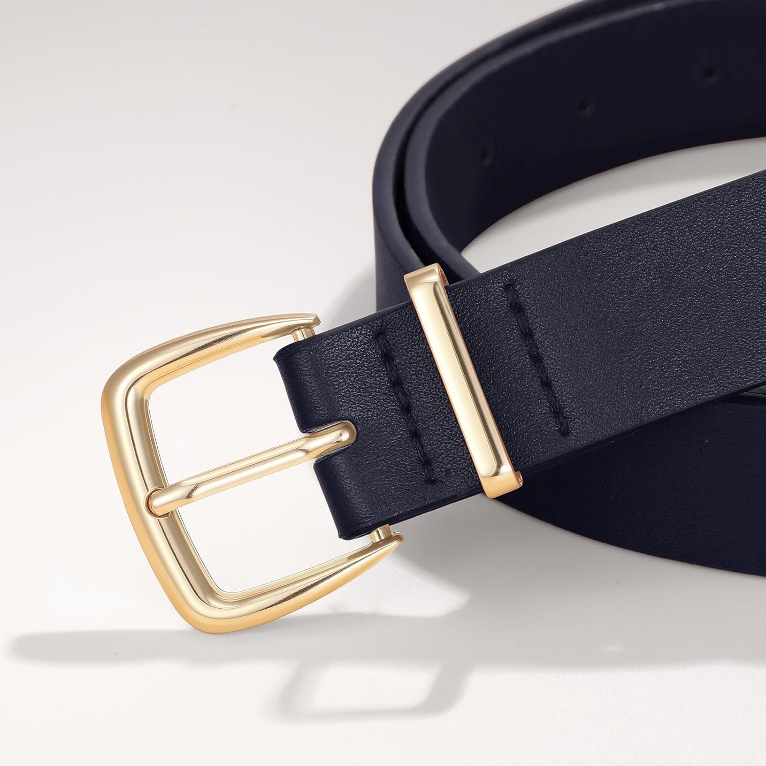 Women's Leather Belts for Jeans Dress Pants Women Fashion Leather Belt with Gold Buckle - Image 3