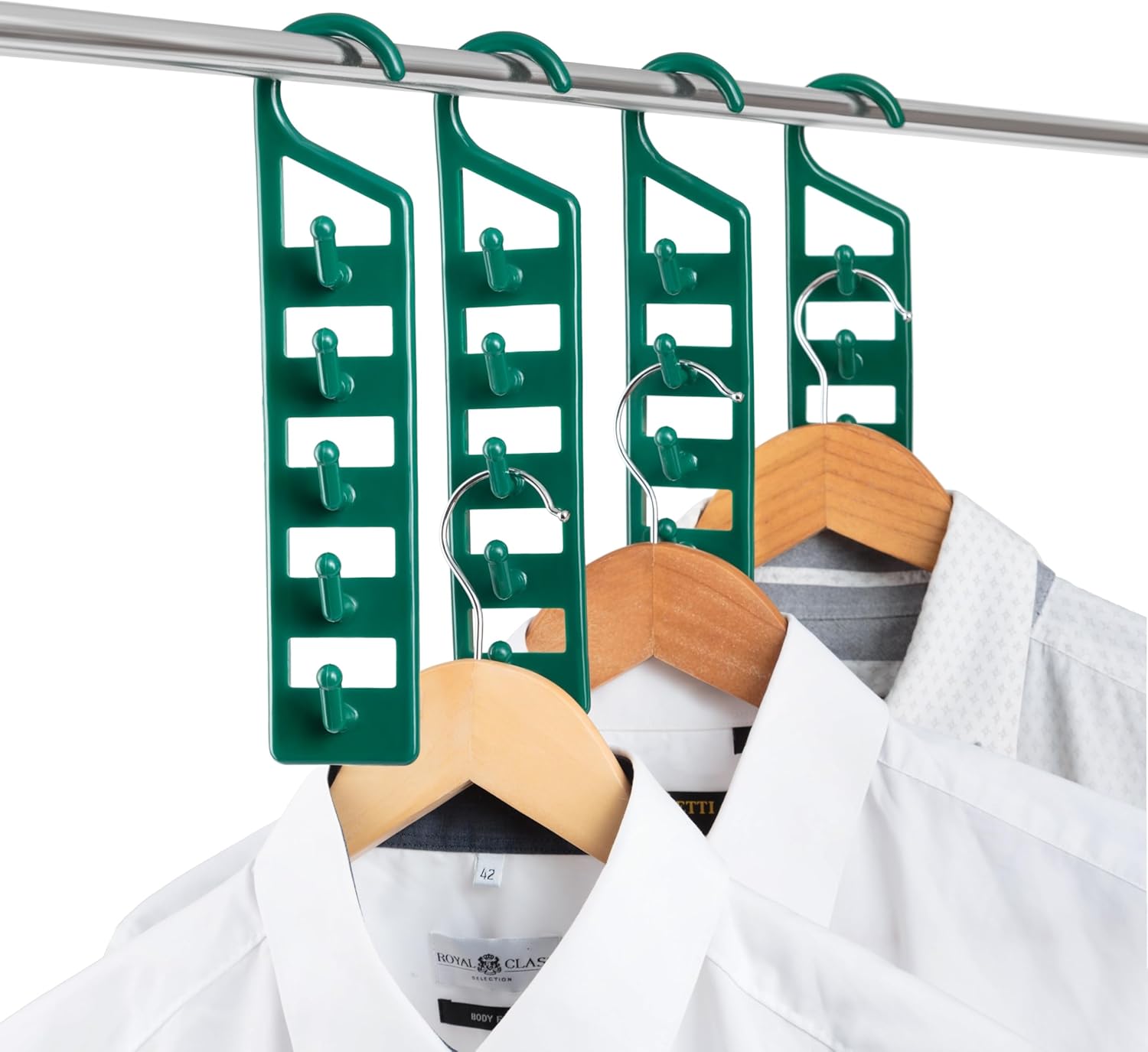 Space Saving Hangers for Clothes - 4 in Pack, Heavy Duty Plastic, Multi Closet Space Savers for Shirts, Pants, Jeans, Sweaters - Hanger Organizer Space Saver - Image 1