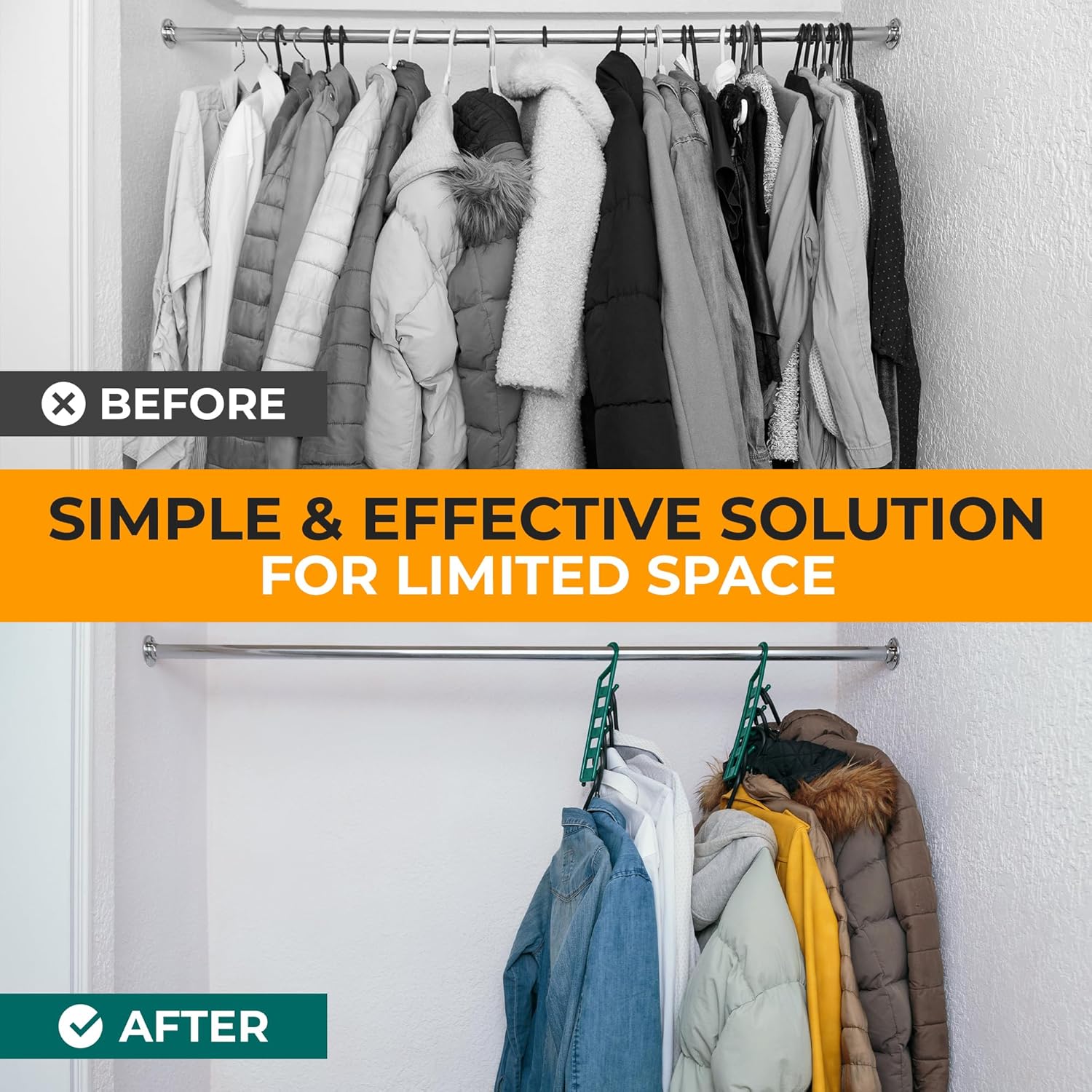 Space Saving Hangers for Clothes - 4 in Pack, Heavy Duty Plastic, Multi Closet Space Savers for Shirts, Pants, Jeans, Sweaters - Hanger Organizer Space Saver - Image 3