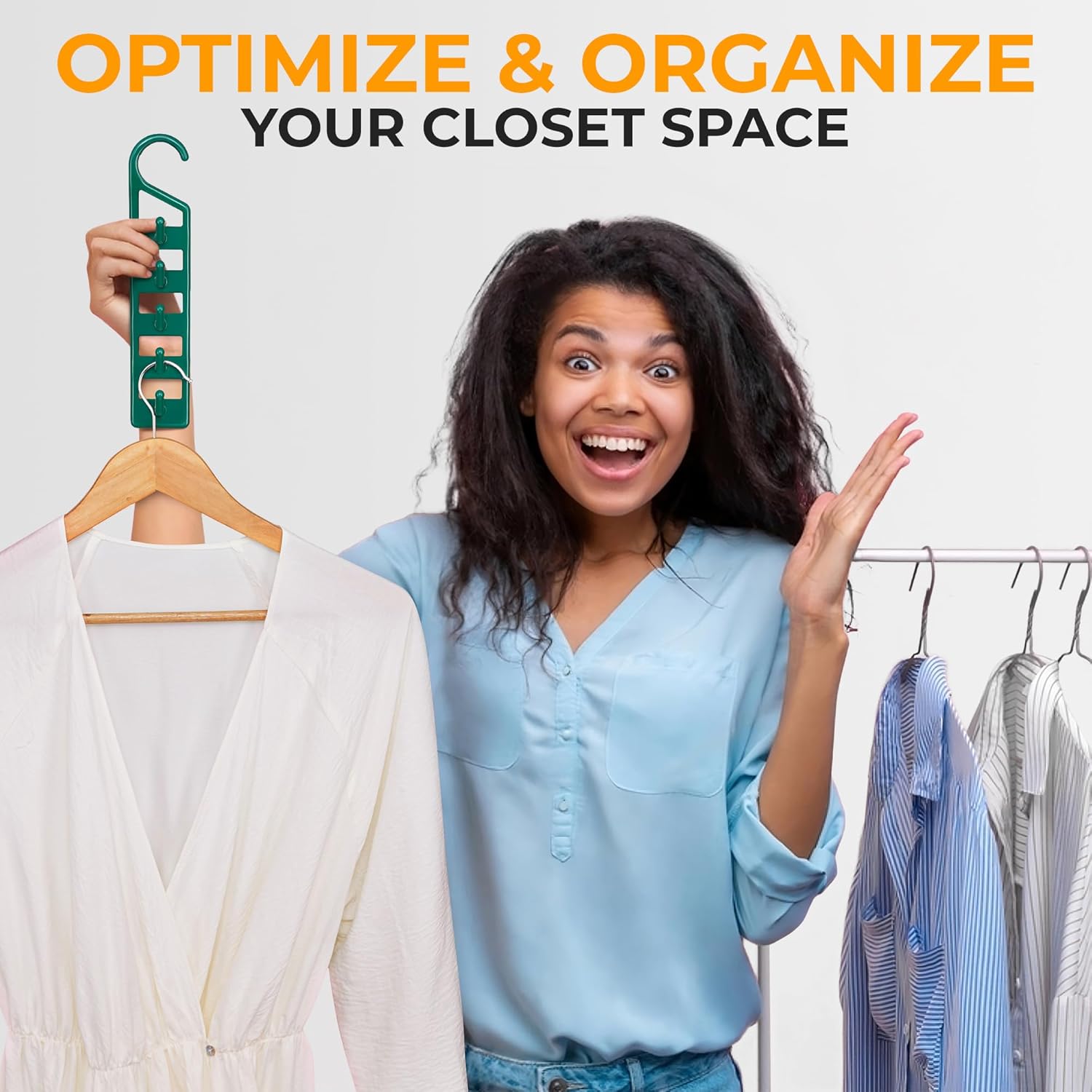 Space Saving Hangers for Clothes - 4 in Pack, Heavy Duty Plastic, Multi Closet Space Savers for Shirts, Pants, Jeans, Sweaters - Hanger Organizer Space Saver - Image 5