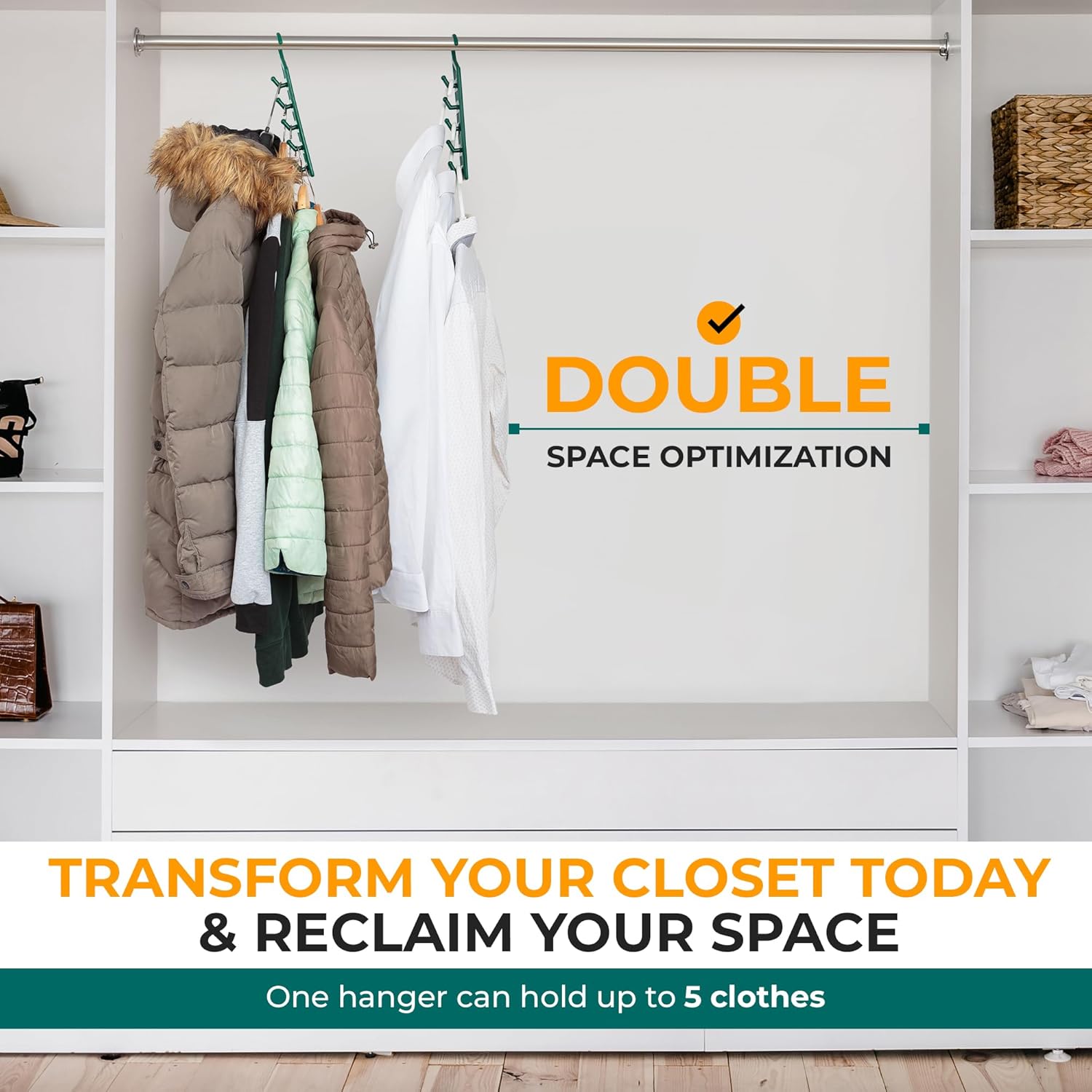 Space Saving Hangers for Clothes - 4 in Pack, Heavy Duty Plastic, Multi Closet Space Savers for Shirts, Pants, Jeans, Sweaters - Hanger Organizer Space Saver - Image 7