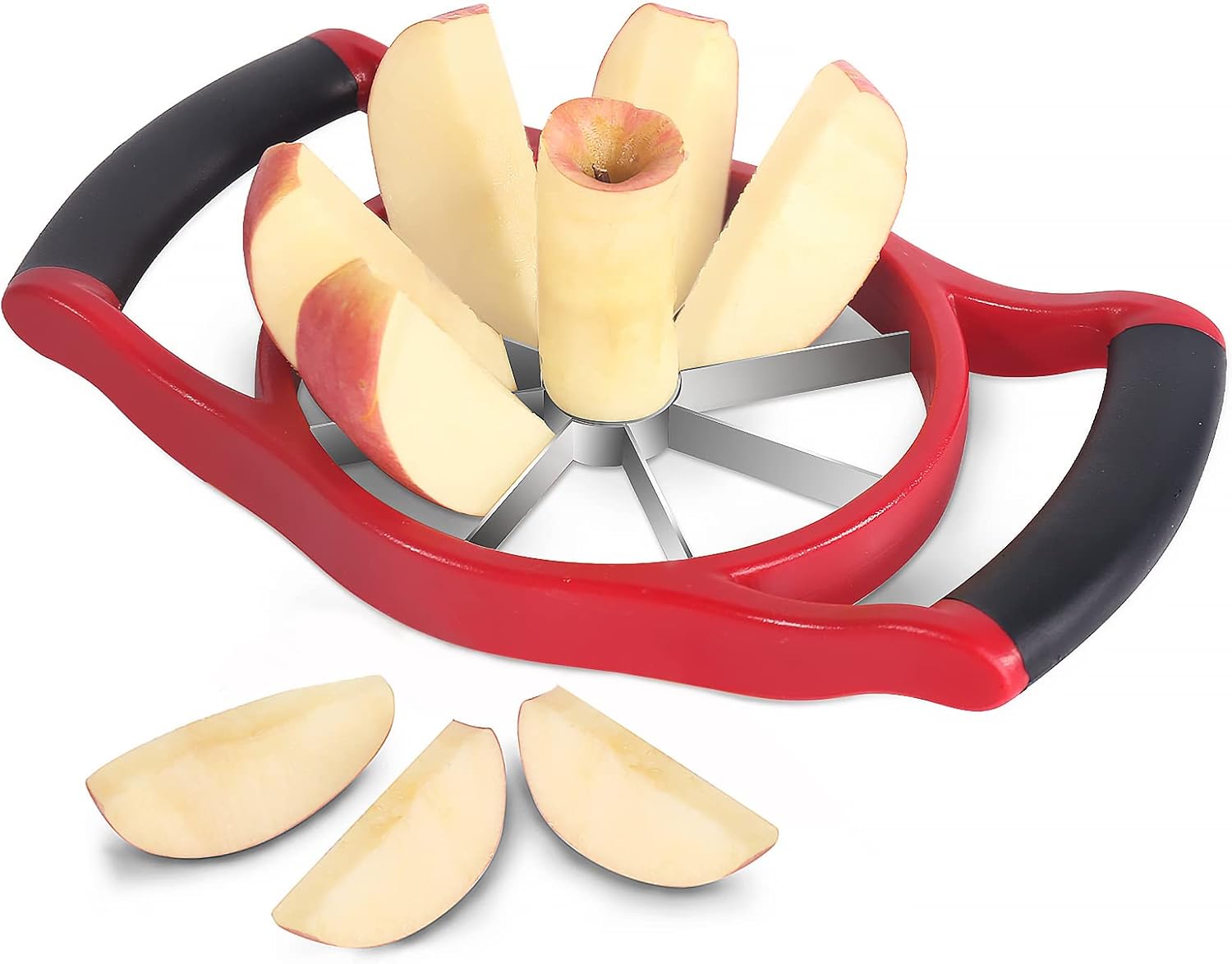 Apple Slicer Corer, 8-Slice [Large Size] Premium Apple Slicer Corer, Cutter, Divider, Wedger, Stainless Steel Easy Grip Fruit Slicer with Sharp Blade for Apples, Pears and More, Red - Image 1