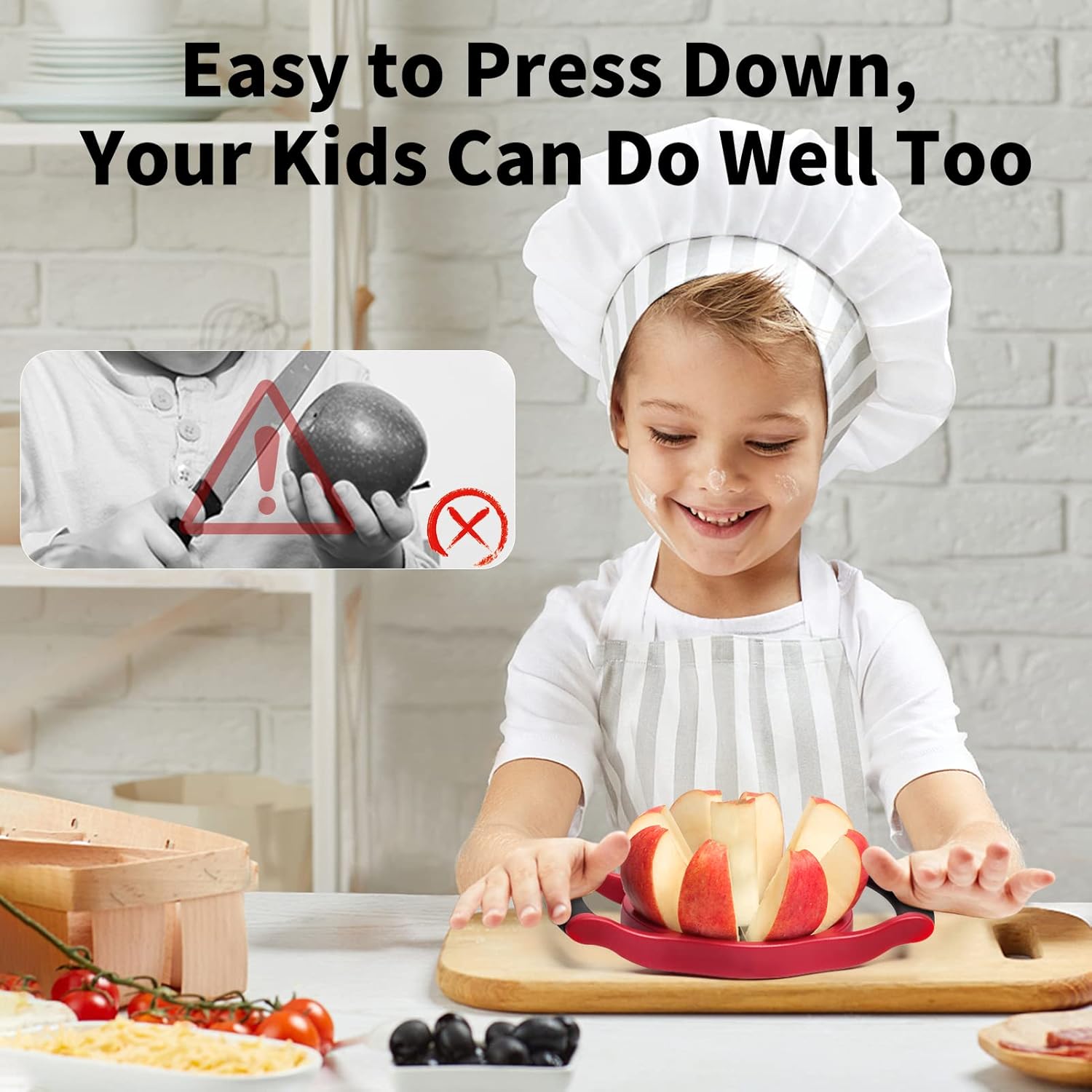 Apple Slicer Corer, 8-Slice [Large Size] Premium Apple Slicer Corer, Cutter, Divider, Wedger, Stainless Steel Easy Grip Fruit Slicer with Sharp Blade for Apples, Pears and More, Red - Image 3