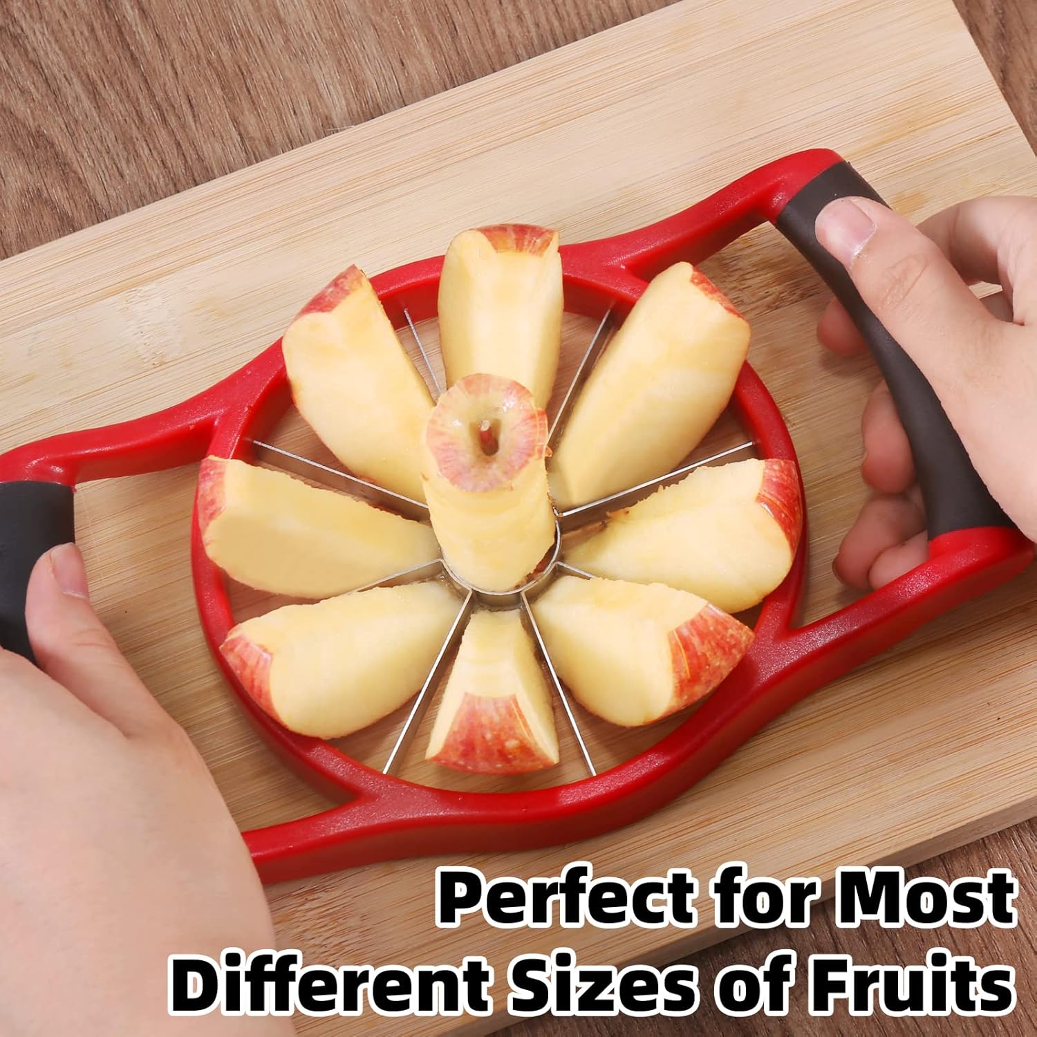 Apple Slicer Corer, 8-Slice [Large Size] Premium Apple Slicer Corer, Cutter, Divider, Wedger, Stainless Steel Easy Grip Fruit Slicer with Sharp Blade for Apples, Pears and More, Red - Image 4