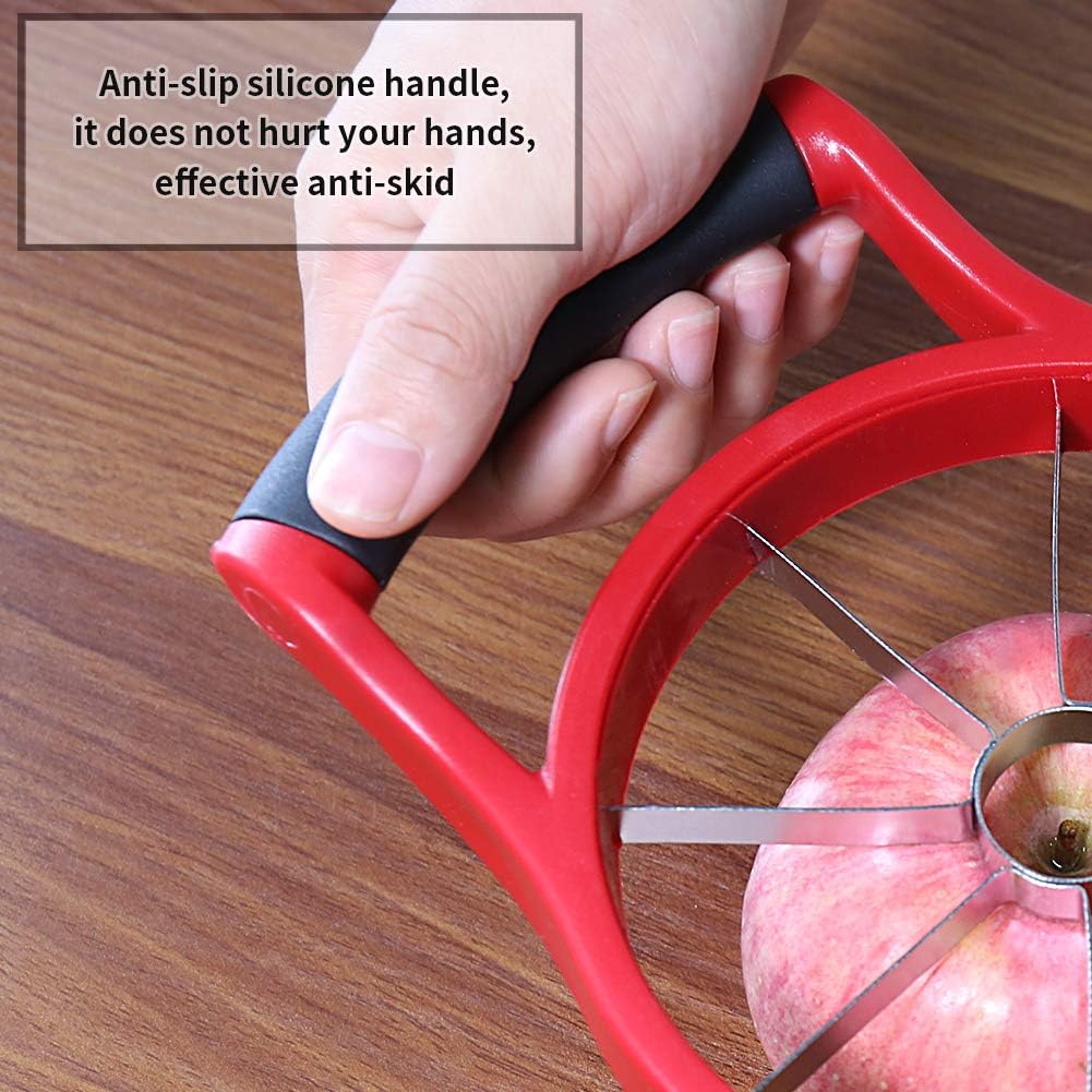 Apple Slicer Corer, 8-Slice [Large Size] Premium Apple Slicer Corer, Cutter, Divider, Wedger, Stainless Steel Easy Grip Fruit Slicer with Sharp Blade for Apples, Pears and More, Red - Image 5
