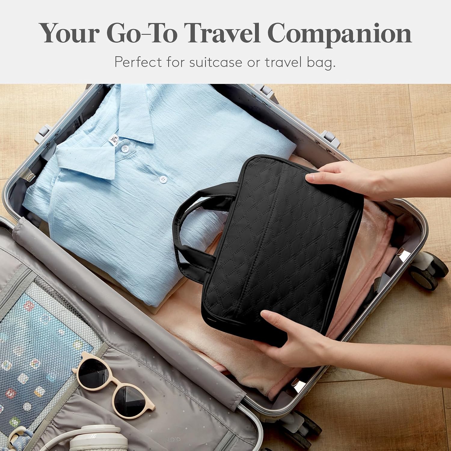 Hanging Toiletry Bag for Women & Men, 4.1L Makeup Bag for Travel Size Essentials, Cosmetic Case with Multiple Pockets and Handles, Black - Image 6