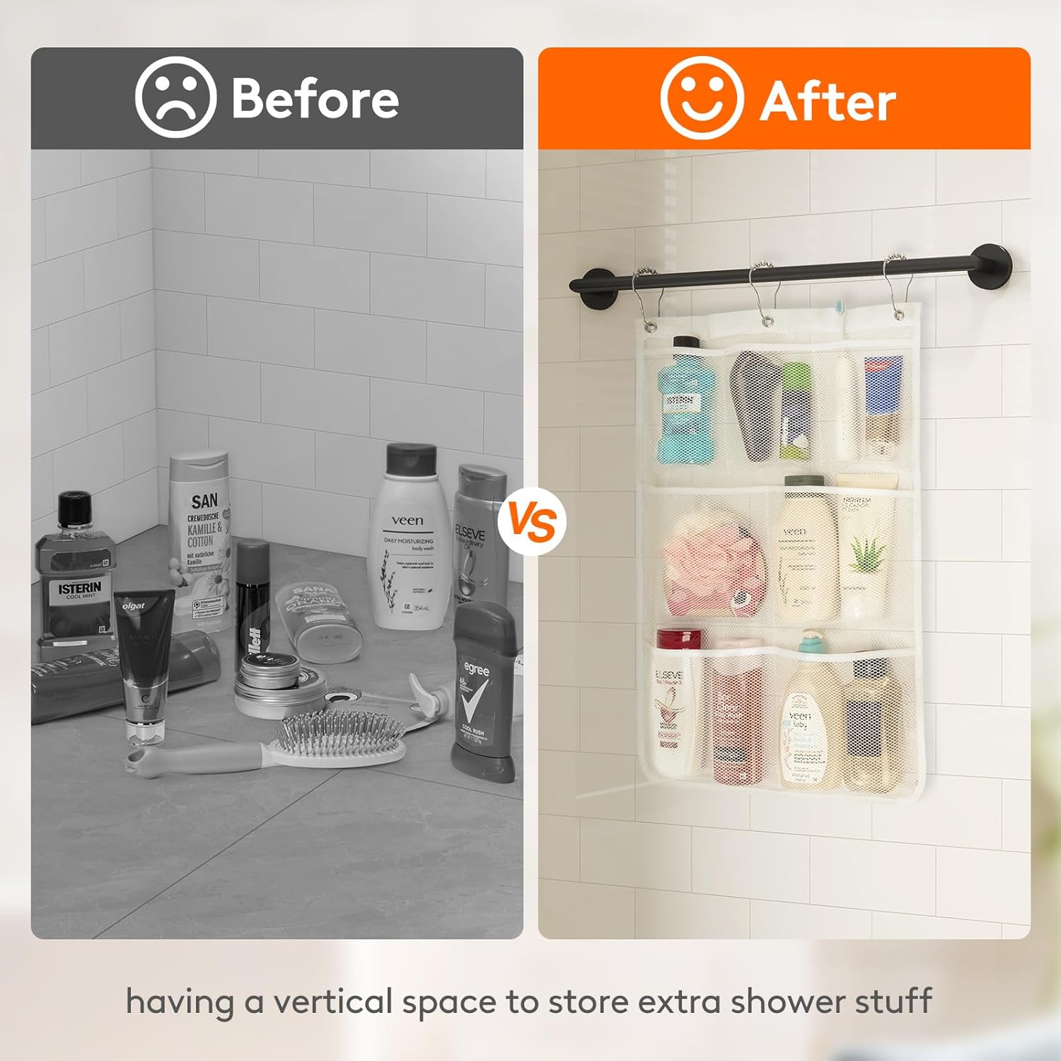 Cruise Essentials Shower Caddy Mt-Have, 7 Pockets Hanging Bathroom Organizer with Quick-Dry Mesh, Portable Shower Bag to Storage Soap, Shampoo, for RVing, Travel, Camping, White, 2 Packs - Image 7