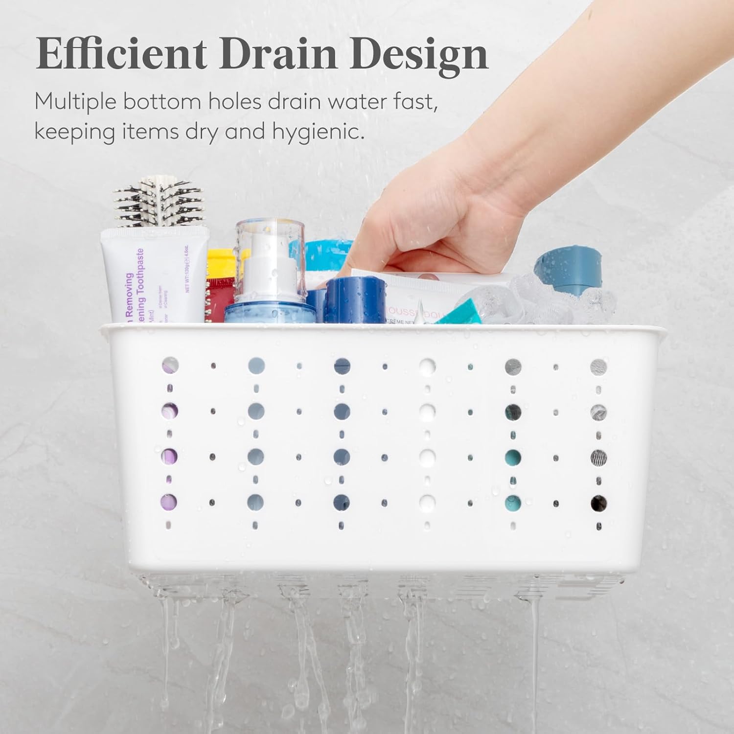 Shower Caddy Portable, Cleaning Supplies Caddy Organizer with Handle and Adjtable Dividers, Plastic Shower Basket for Dorm Room Essentials, College, Bathroom, White, 1 Pack - Image 5