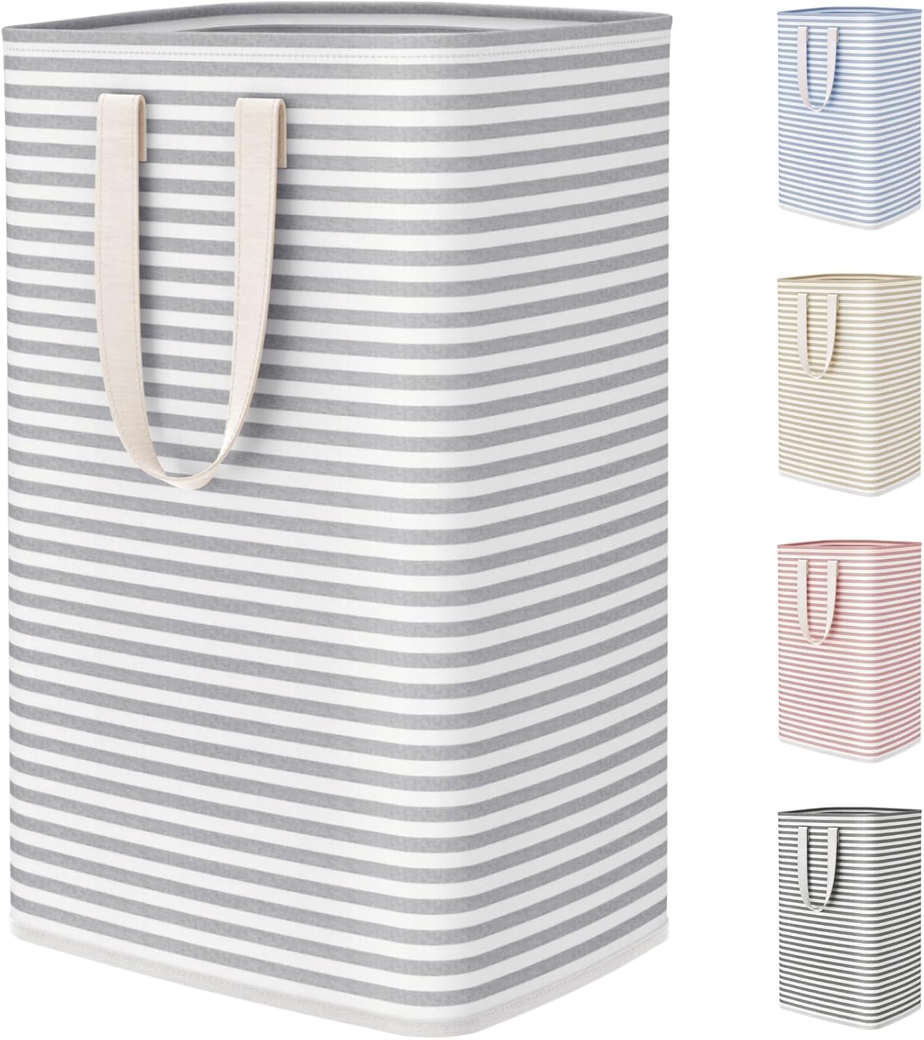 75L Large Collapsible Laundry Hamper, Tall Foldable Dirty Clothes Baskets Waterproof, Freestanding Design with Easy Carry Handles in Dorm Bedroom Bathroom College, Grey - Image 1