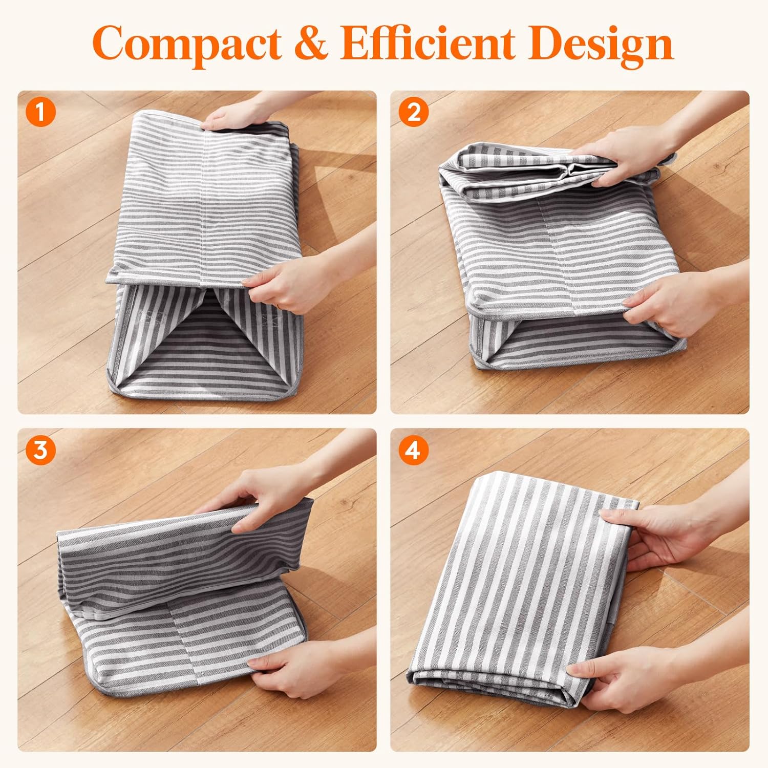 75L Large Collapsible Laundry Hamper, Tall Foldable Dirty Clothes Baskets Waterproof, Freestanding Design with Easy Carry Handles in Dorm Bedroom Bathroom College, Grey - Image 7