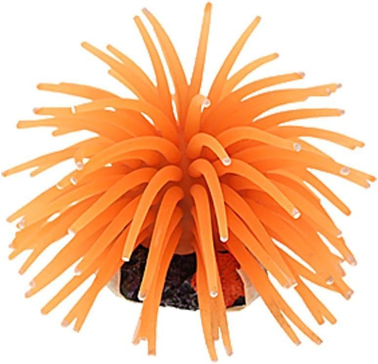 Artificial Aquarium Fish Tank Decoration Silicone Sea Anemone Artificial Fish Tank Ornament Decoration Small(Orange) - Image 1