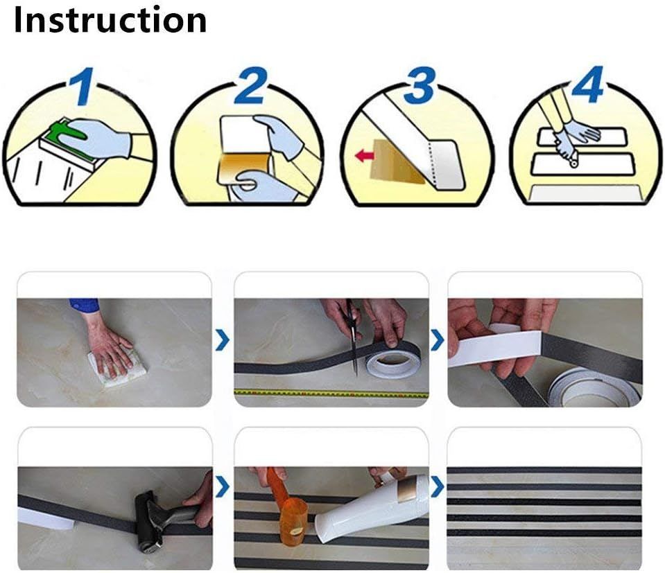 2 inch 16.4Ft Floor Safety Grip Non Skid Safety Tape Anti Slip Adhesive for Steps Stairs Indoor or Outdoor Applicable, High Traction, Gray - Image 3