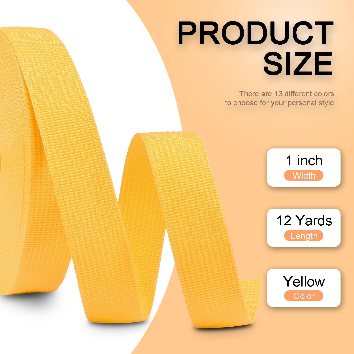 CooBigo 12 Yards Webbing 1 Inch Wide Polypropylene Webbing Strap 1