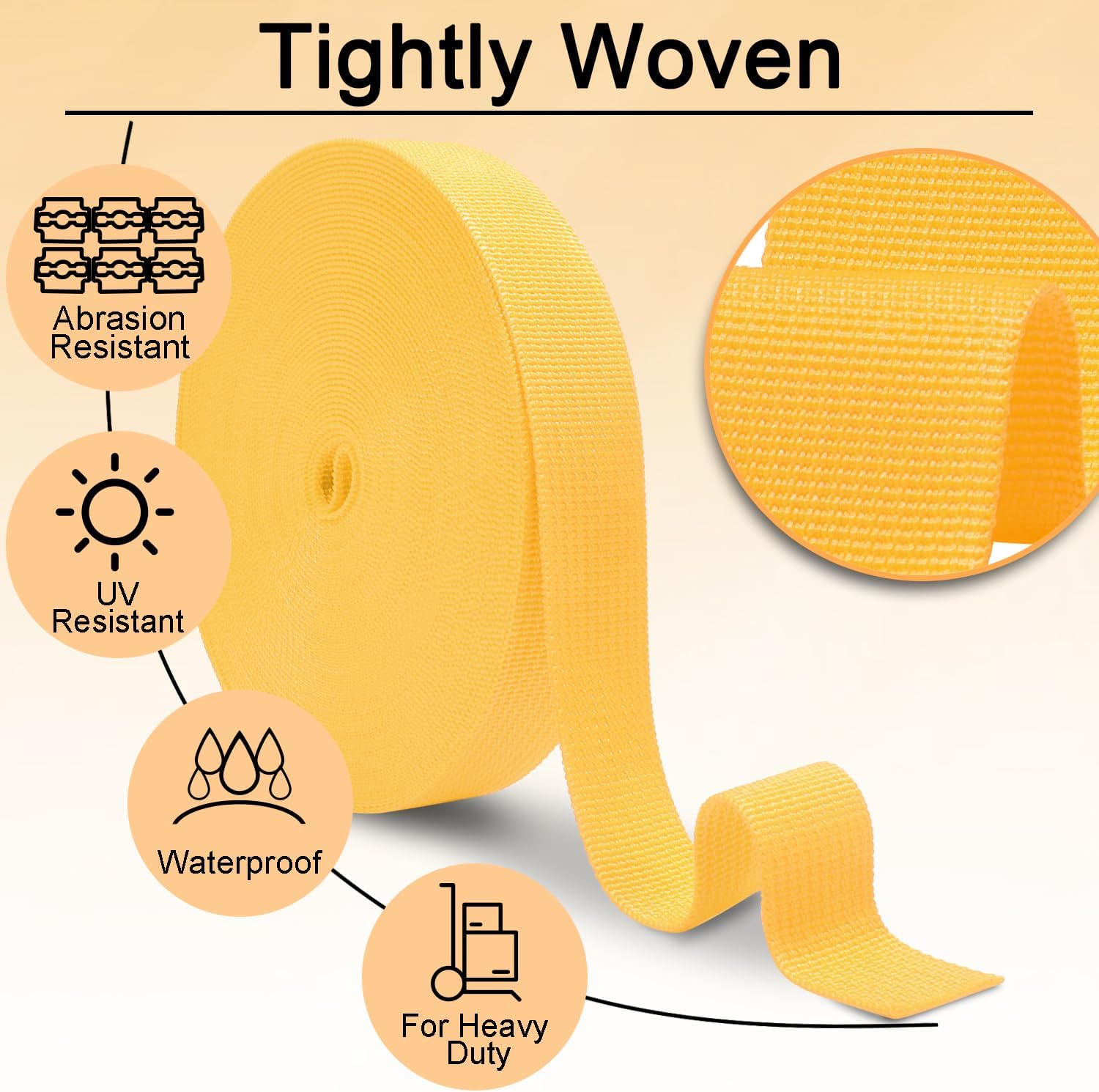 CooBigo 12 Yards Webbing 1 Inch Wide Polypropylene Webbing Strap 1