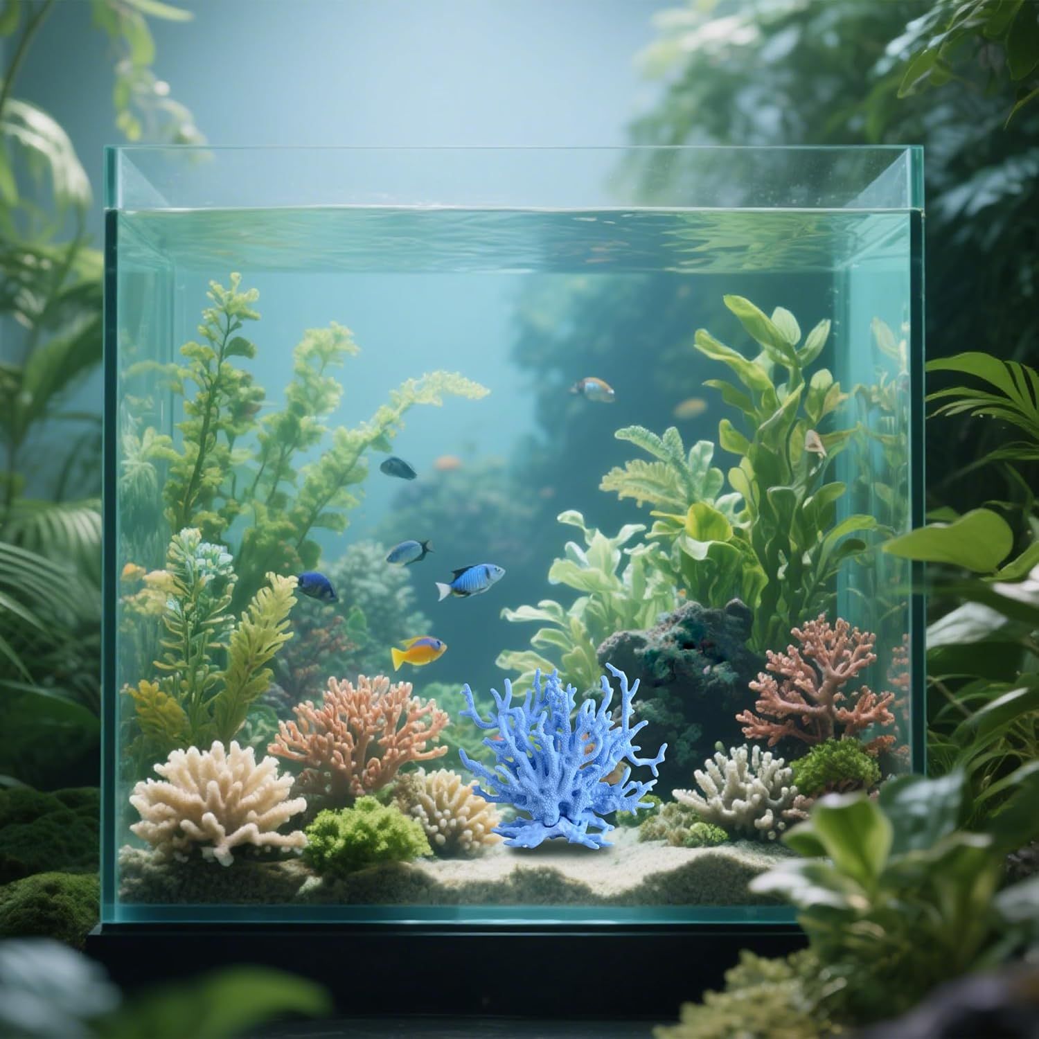 Blue Artificial Aquarium Plant Ornament Decor Plastic Coral Reef Fish Tank Decoration - Image 7