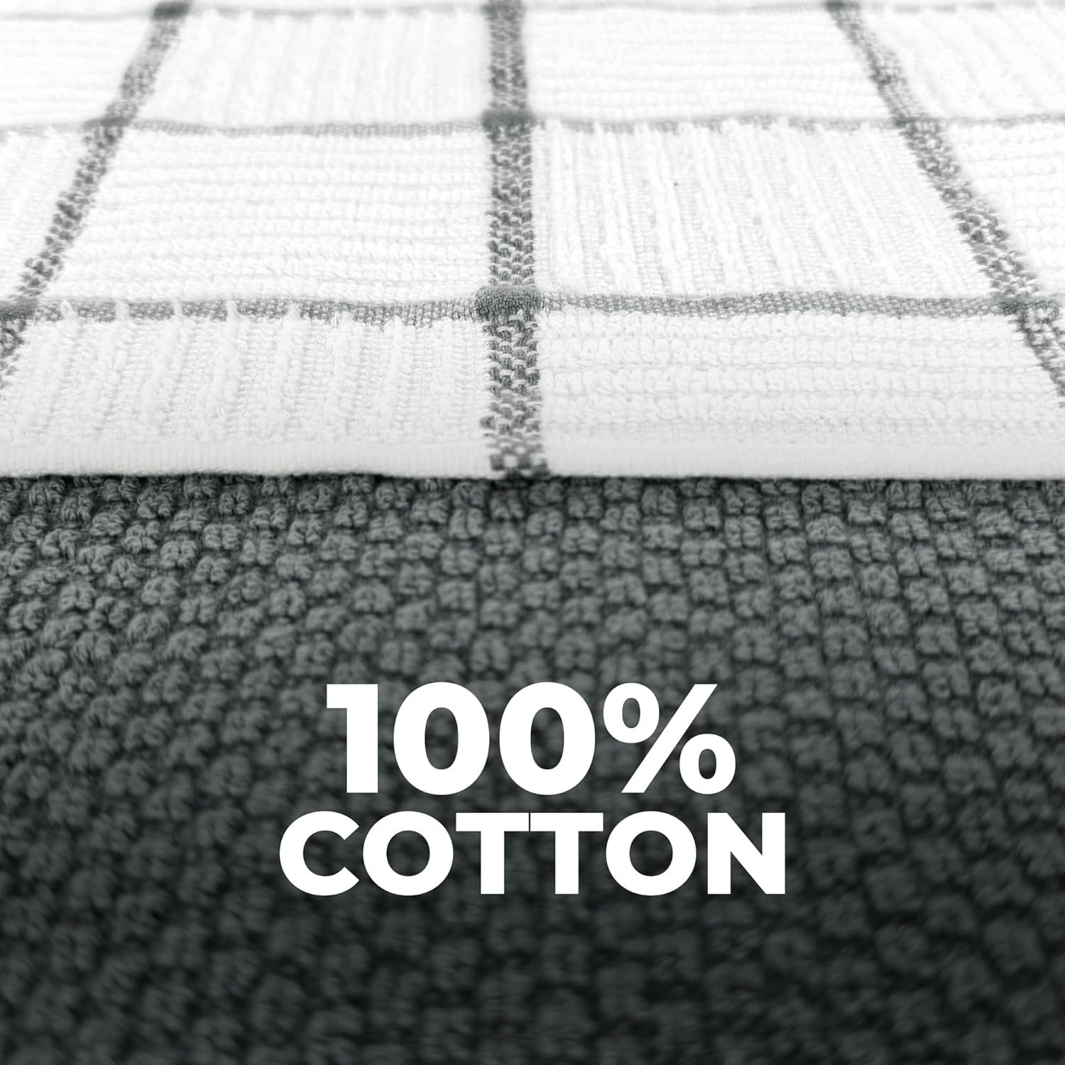 6 Pack Large Kitchen Towels, 16x27 inch Absorbent Dishcloths, 100% Cotton Cleaning Cloth, Gray Set (Pack of 6) - Image 4