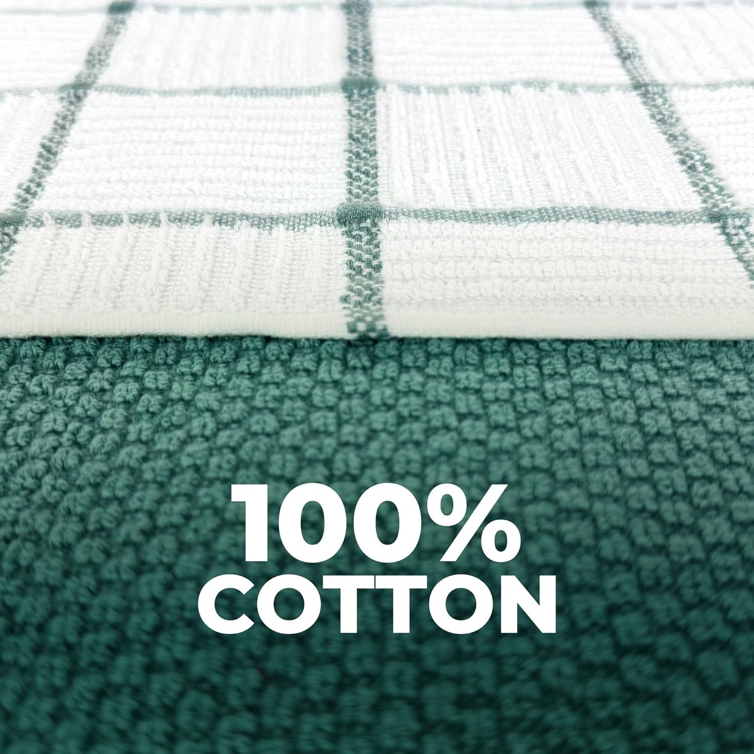 6 Pack Large Kitchen Towels, 16x27 inch Absorbent Dishcloths, 100% Cotton Cleaning Cloth, Teal Set (Pack of 6) - Image 4