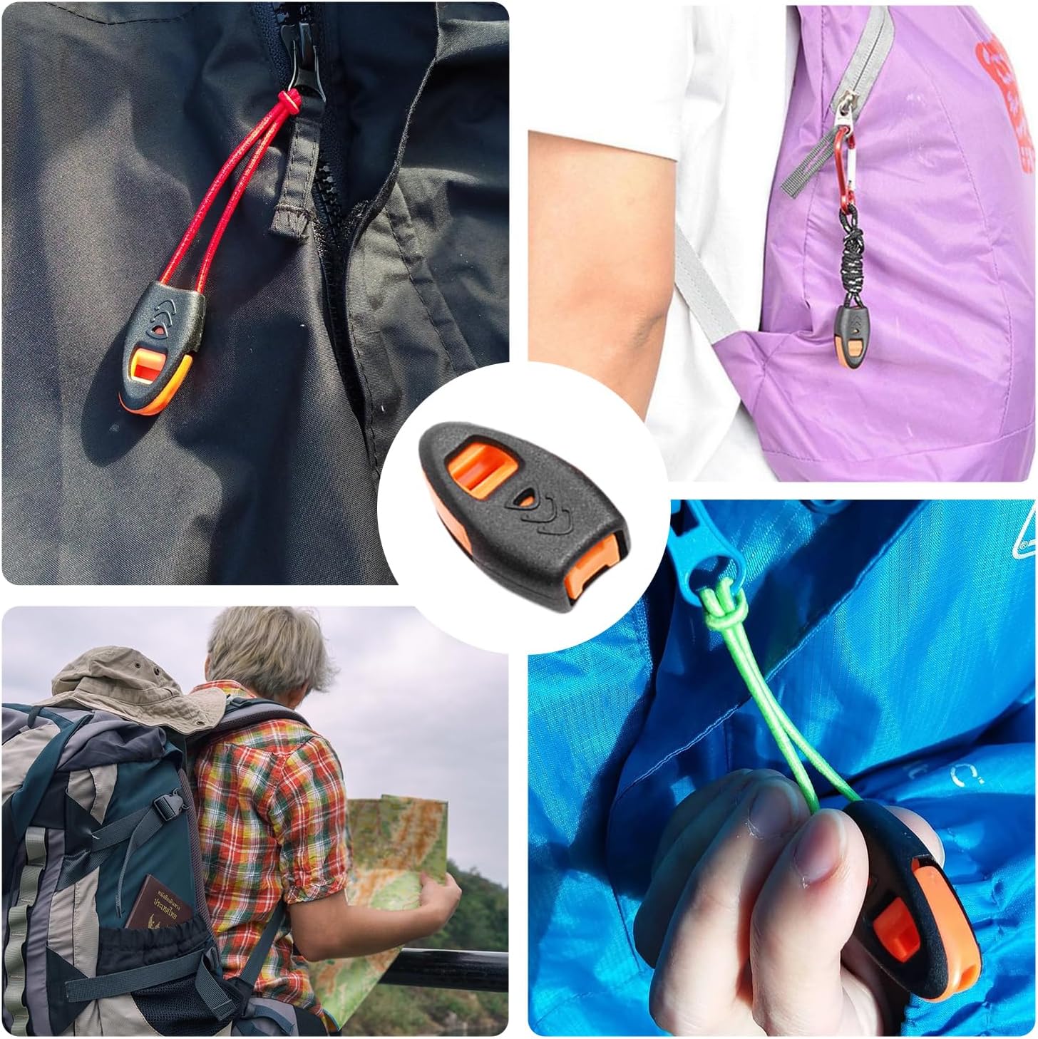 CooBigo 20 Pack Emergency Survival Whistles Zipper Pulls Whistle for Outdoor Climbing Hiking Camping Fishing Boat Kayak Life Vest Jacket Boating Water Survival Rescue Signaling - Image 5