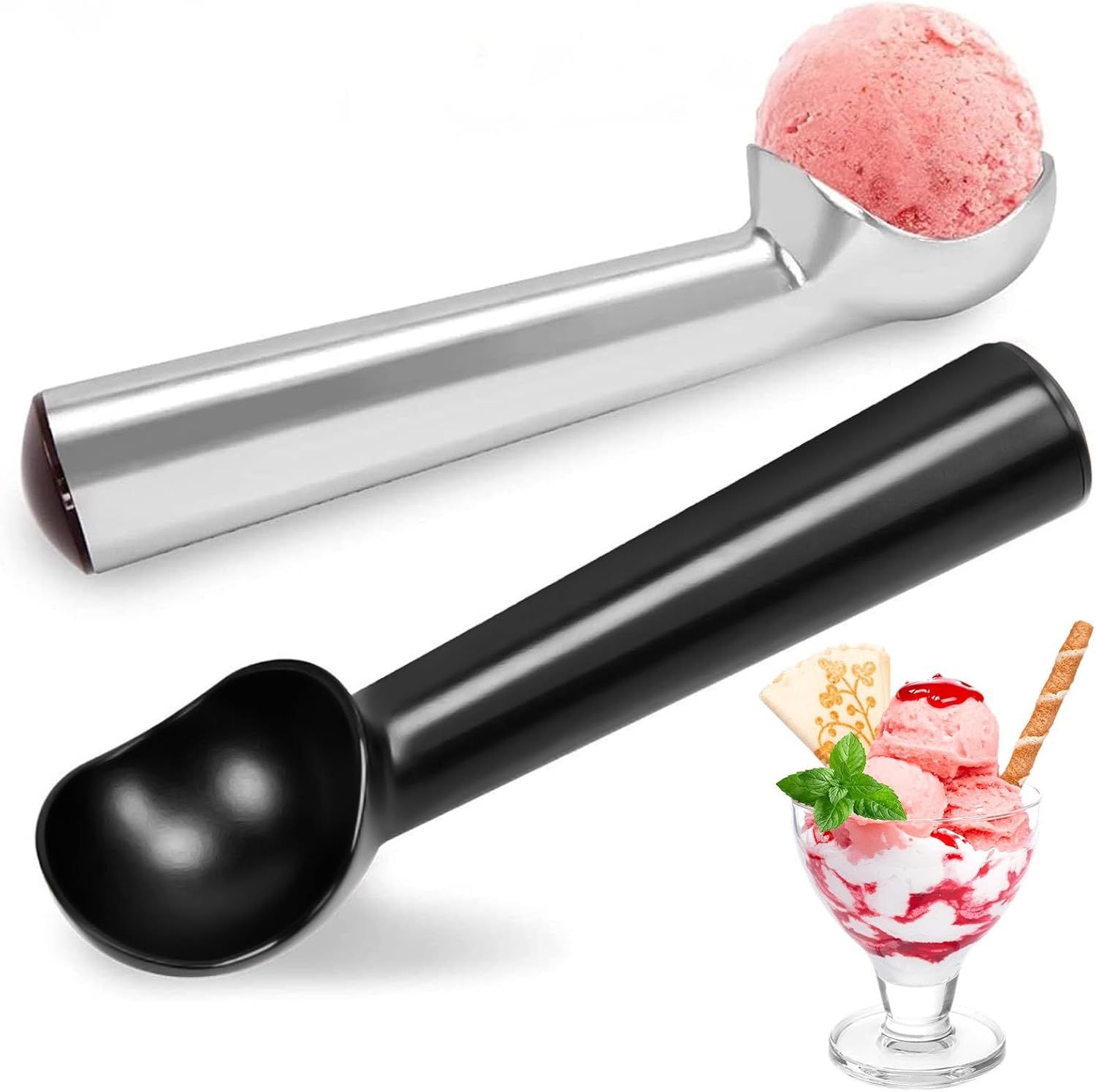 Ice Cream Scoop, 2PCS 7 inches Nonstick Anti-Freeze Ice Cream Scooper One Piece Aluminum Design Dishwasher Safe - Image 1