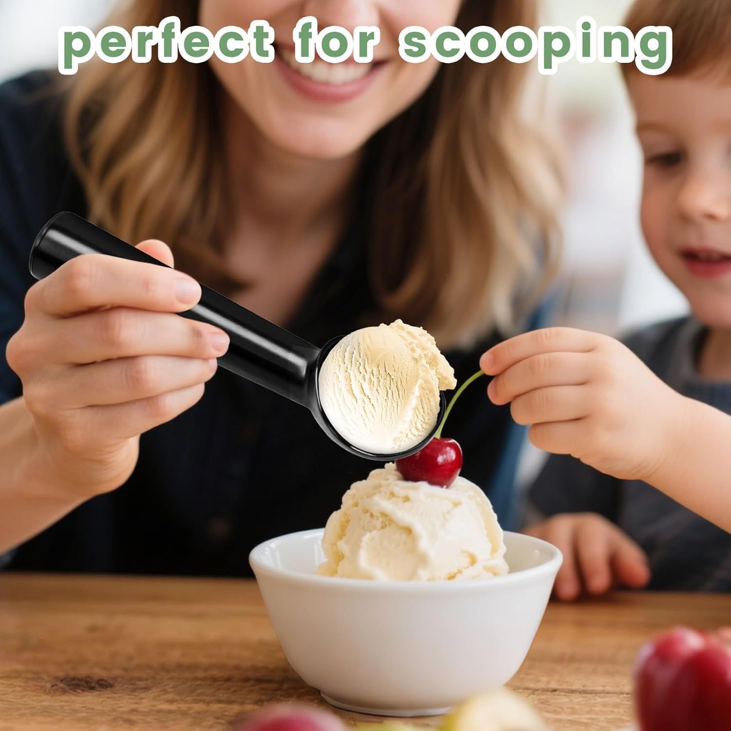 Ice Cream Scoop, 2PCS 7 inches Nonstick Anti-Freeze Ice Cream Scooper One Piece Aluminum Design Dishwasher Safe - Image 2