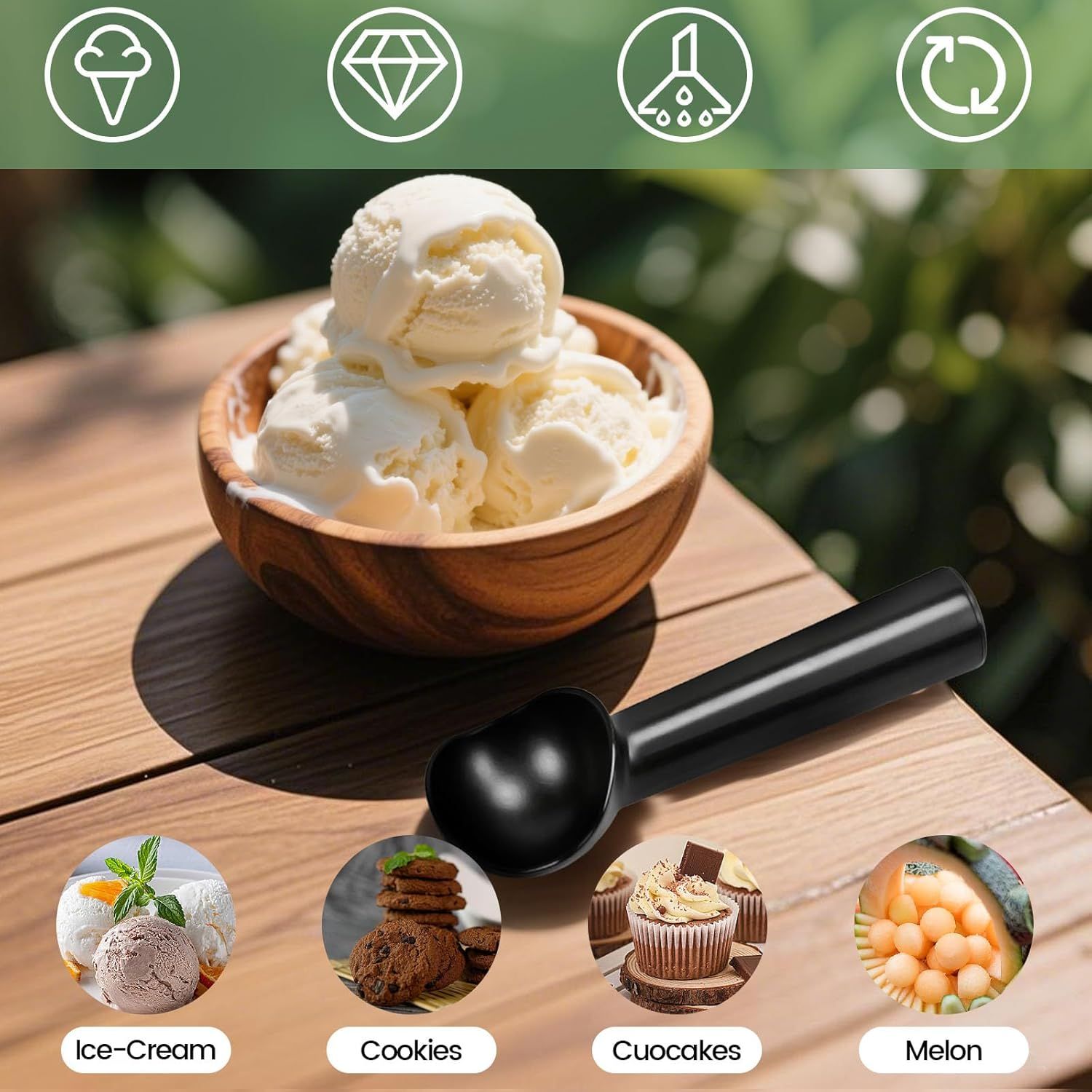 Ice Cream Scoop, 2PCS 7 inches Nonstick Anti-Freeze Ice Cream Scooper One Piece Aluminum Design Dishwasher Safe - Image 5