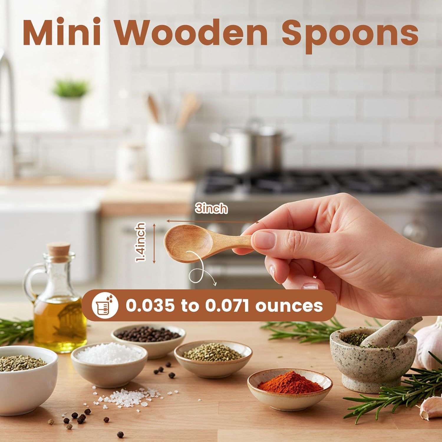 10PCS Small Wooden Spoons, 3 Inch Small Spoons for Spice Jars, Salt, Grains, Sugar, Coffee, Honey, Dessert, Tea, Mini Wooden Teaspoons for Kitchen, Ideal Gifts & Kitchen Stocking Stuffers - Image 3
