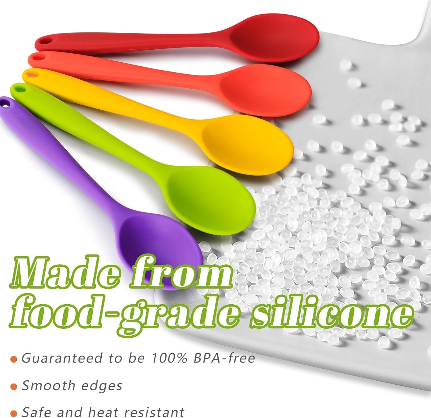5PCS Small Silicone Spoons, 8 Inch Silicone Mixing Spoons for Baking, Cooking, Tasting, Quiet Stirring Hot Cocoa, Sauce, Risotto, Safe & Nonstick, Kitchen Gifts for Women, Cooking Gifts for Men - Image 4