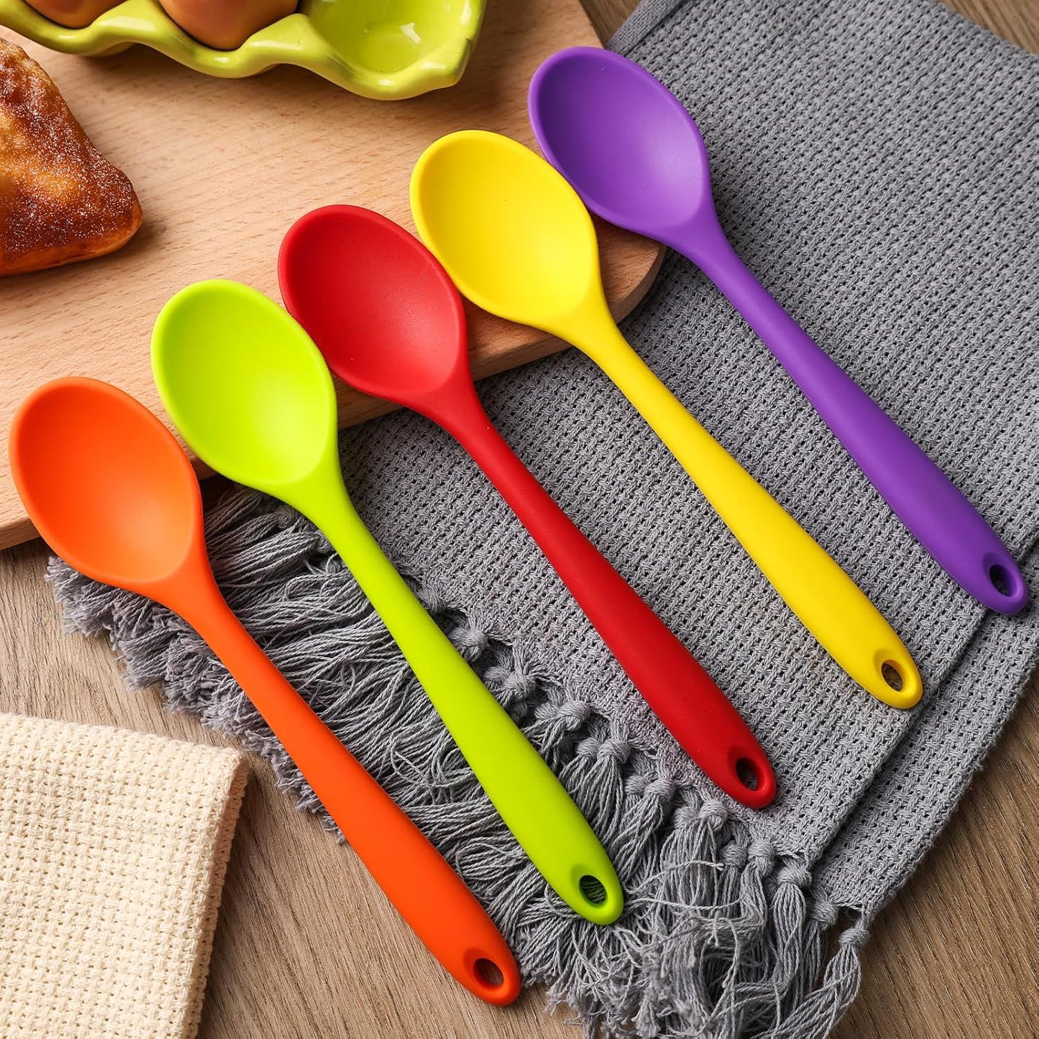 5PCS Small Silicone Spoons, 8 Inch Silicone Mixing Spoons for Baking, Cooking, Tasting, Quiet Stirring Hot Cocoa, Sauce, Risotto, Safe & Nonstick, Kitchen Gifts for Women, Cooking Gifts for Men - Image 6