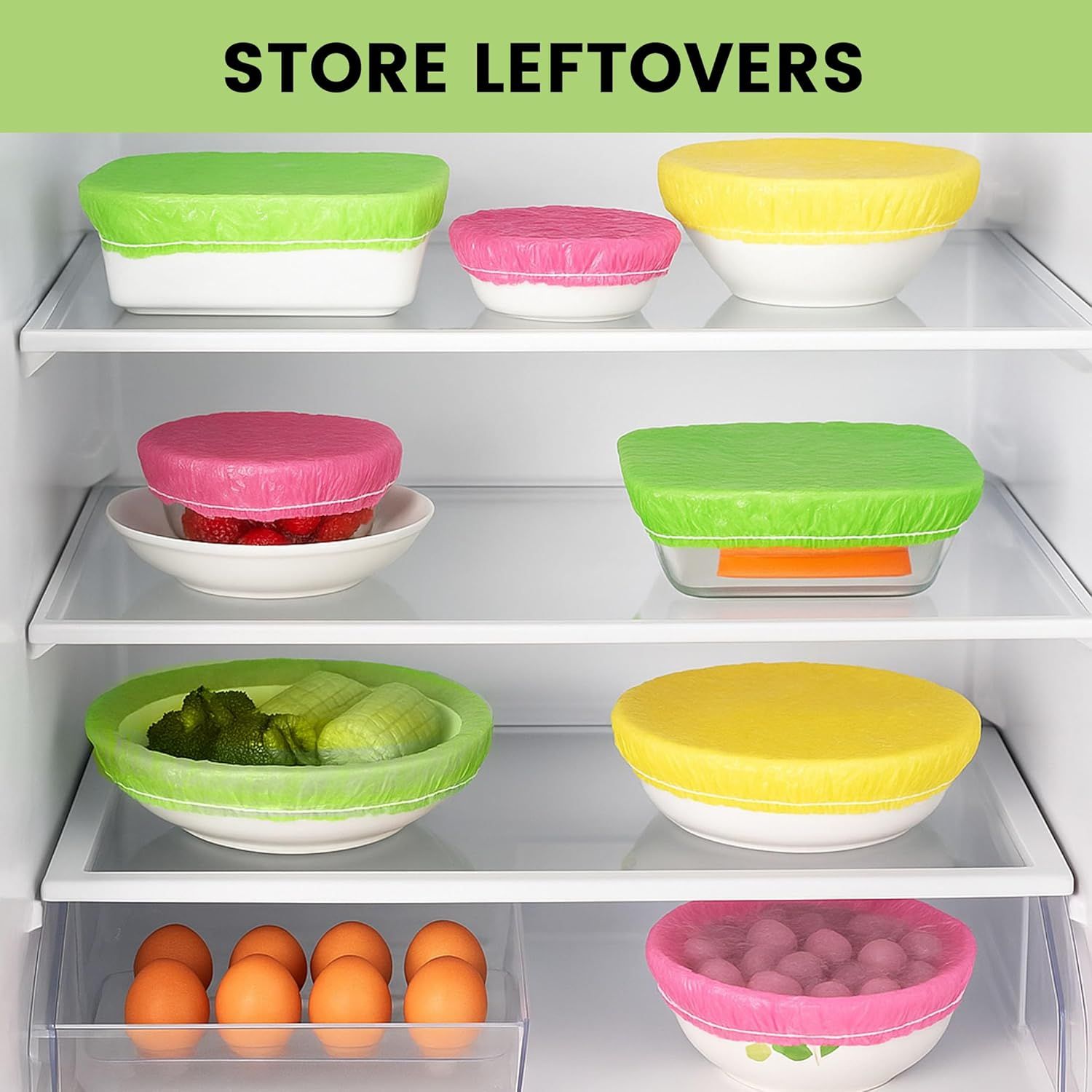 120PCS Reusable Bowl Covers – Elastic Plastic Food Storage Wraps for Kitchen, Baking, Picnics & Family Use, 3 Sizes (Large, Medium, Small) - Image 5