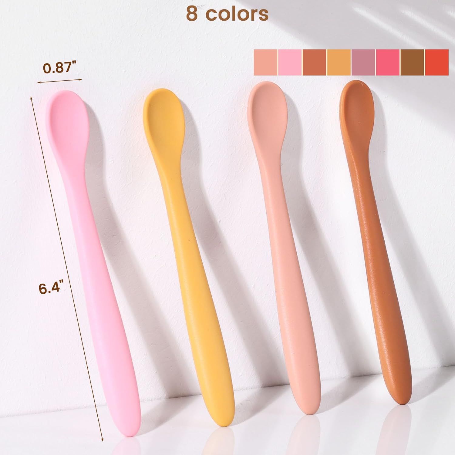 8-Piece Silicone Baby Spoons, First Stage Infant Self Feeding Spoons, Soft-Tip Gentle on Gums, Baby Utensils, Infant Training Spoon, Dishwasher Safe & Boil-proof - Image 3