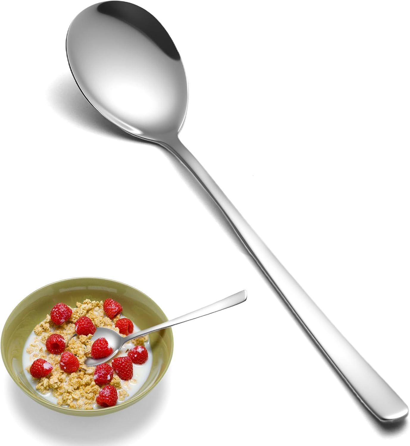 Soup Spoons, 8PCS Korean Spoon, 8.5 Inch Stainless Steel Tablespoon with Long Handles for Home Kitchen Restaurant, Flatware Set for Stirring Hot Cocoa and Cereal, Durable & Dishwasher Safe - Image 1