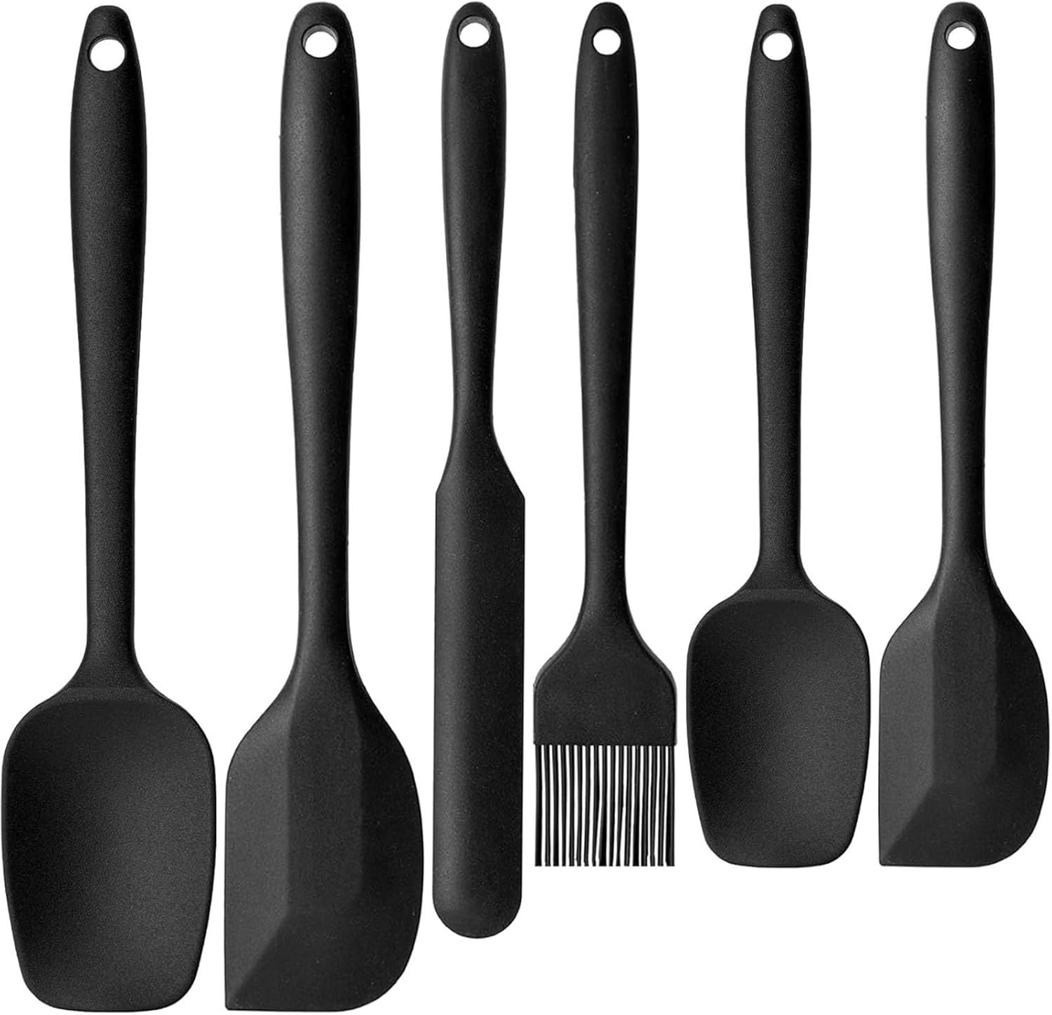Silicone Spatula Set, 6 PCS Food Grade Kitchen Utensils with Silicone Brush, 480°F Heat Resistant Non Stick Rubber Spatula for Scraping, Cake Baking, Cooking, Mixing, Dishwasher Safe - Image 1
