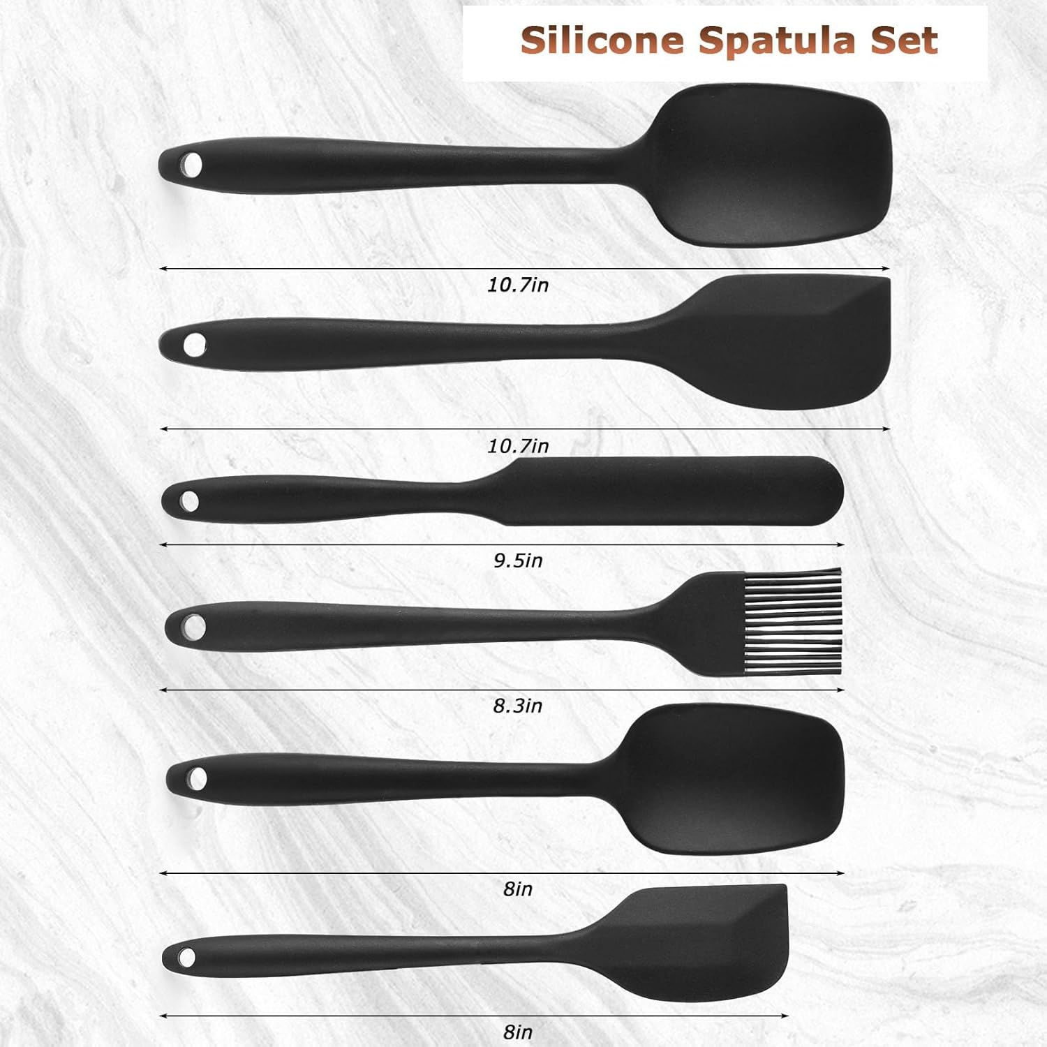 Silicone Spatula Set, 6 PCS Food Grade Kitchen Utensils with Silicone Brush, 480°F Heat Resistant Non Stick Rubber Spatula for Scraping, Cake Baking, Cooking, Mixing, Dishwasher Safe - Image 3
