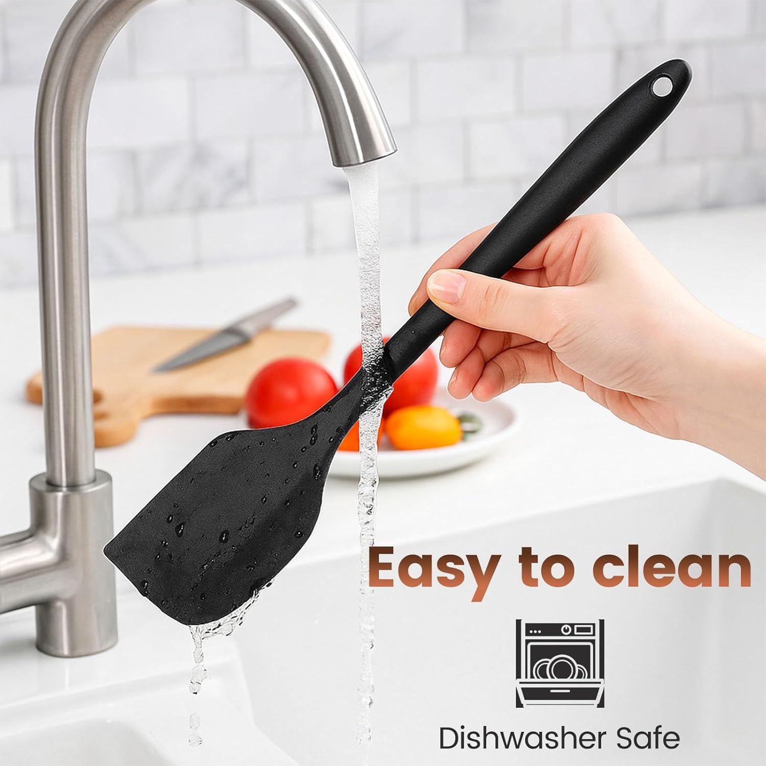 Silicone Spatula Set, 6 PCS Food Grade Kitchen Utensils with Silicone Brush, 480°F Heat Resistant Non Stick Rubber Spatula for Scraping, Cake Baking, Cooking, Mixing, Dishwasher Safe - Image 6