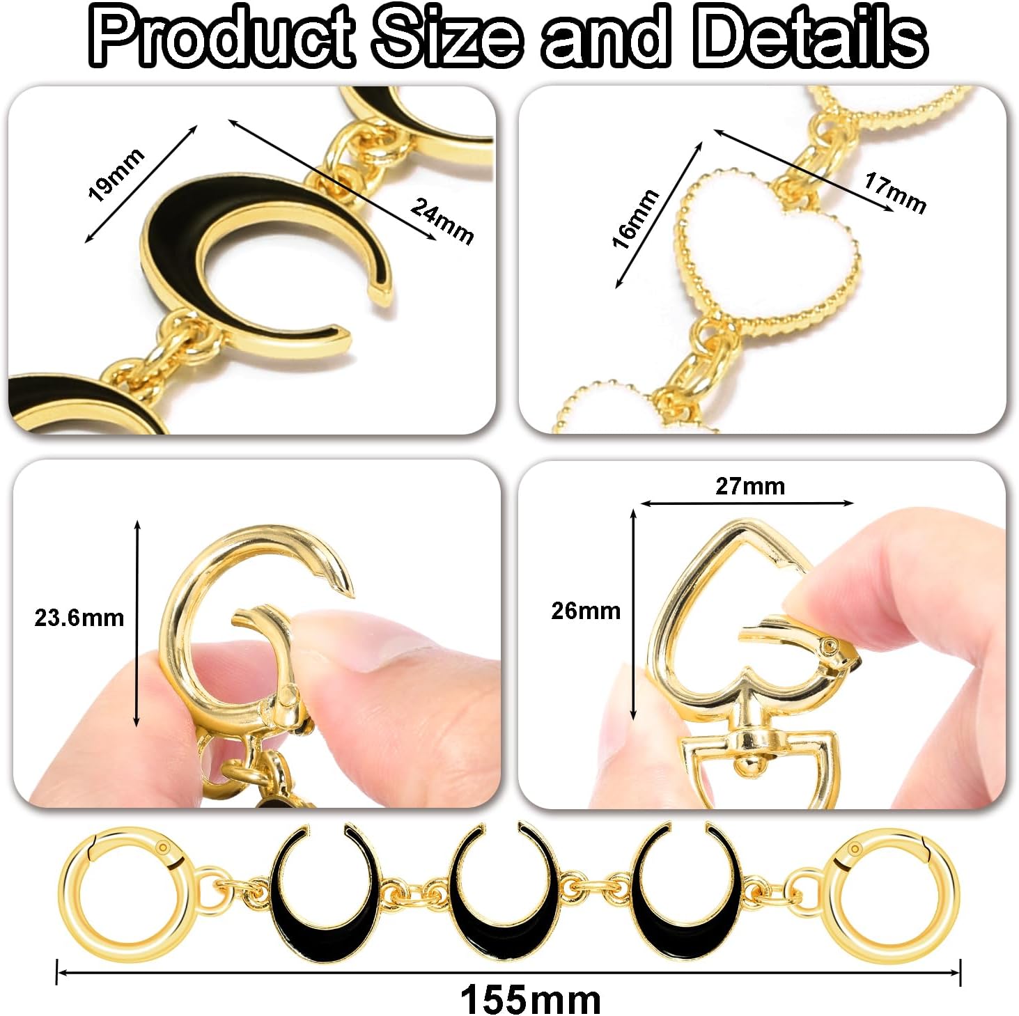 2PCS Purse Extender Chain Bag Chain Extender Gold Purse Chains for Crossbody - Image 2