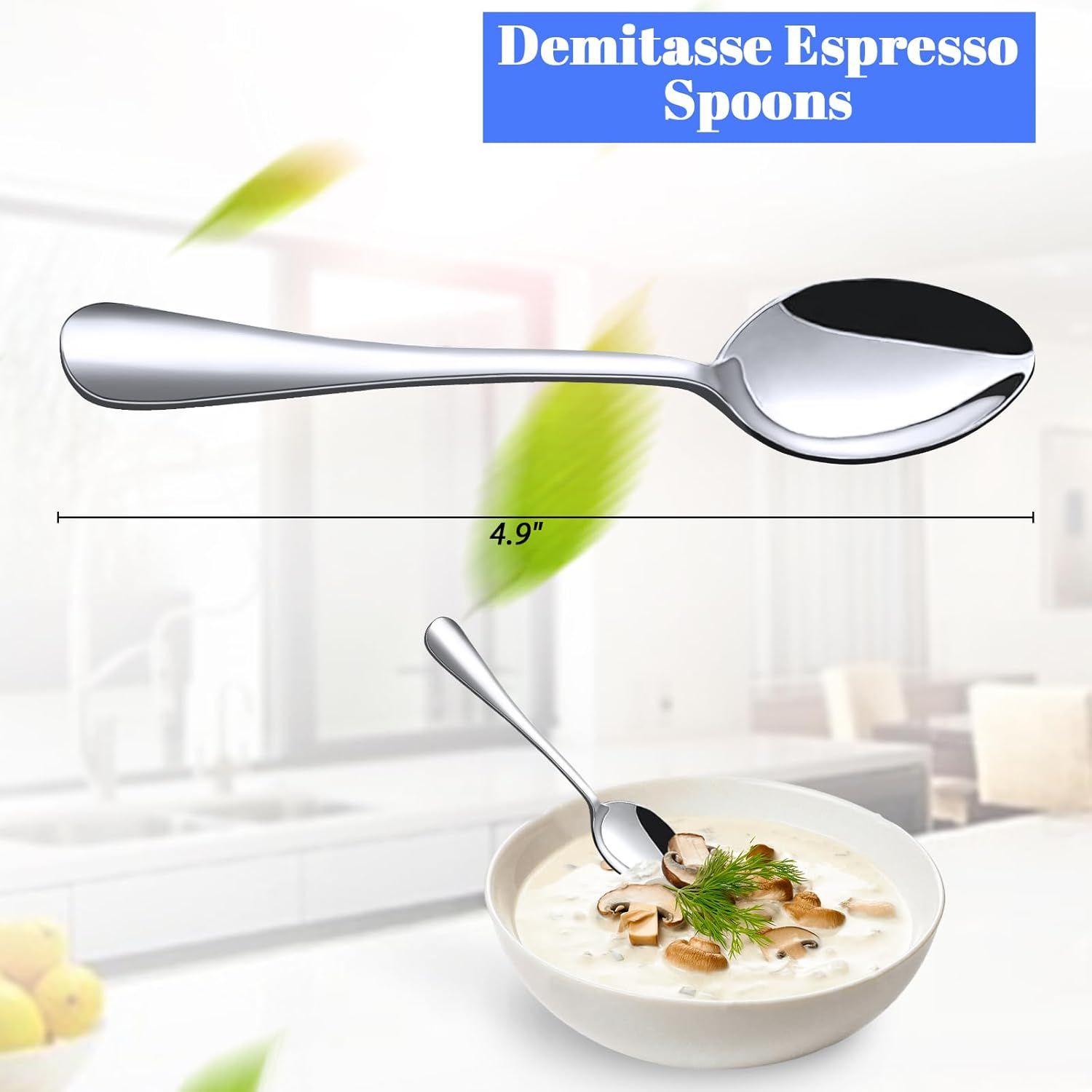 Mini Coffee Spoons, 12PCS 4.9 Inch Stainless Steel Demitasse Espresso Spoons for Stirring Coffee, Tea, Hot Cocoa, Sugar, Tasting Desserts & Appetizers, Dishwasher Safe, Perfect Gifts - Image 3