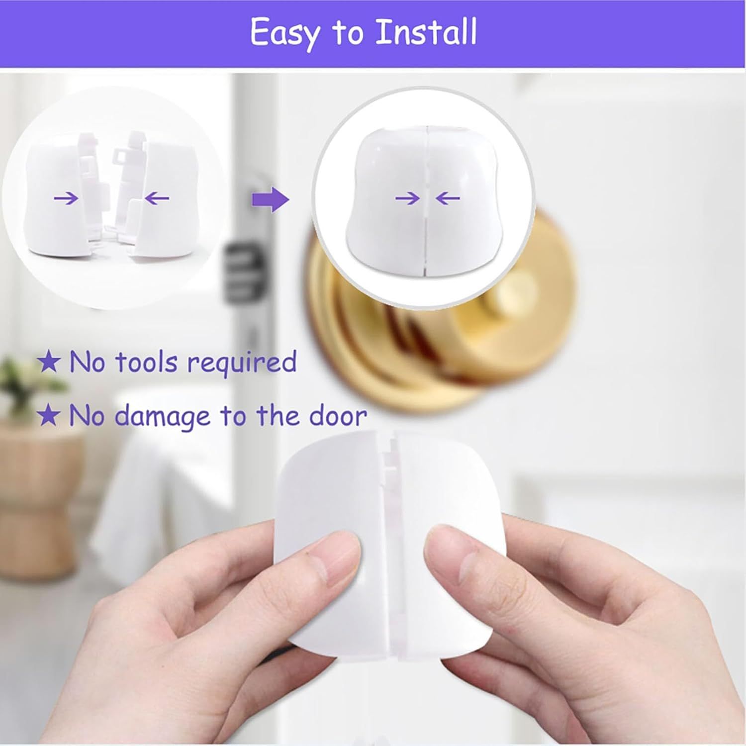 Child Proof Door Knob Covers, 4Pack Door Knob Safety Cover for Kids, Door Locks for Kids Safety, Toddler Door Knob Cover - Image 2