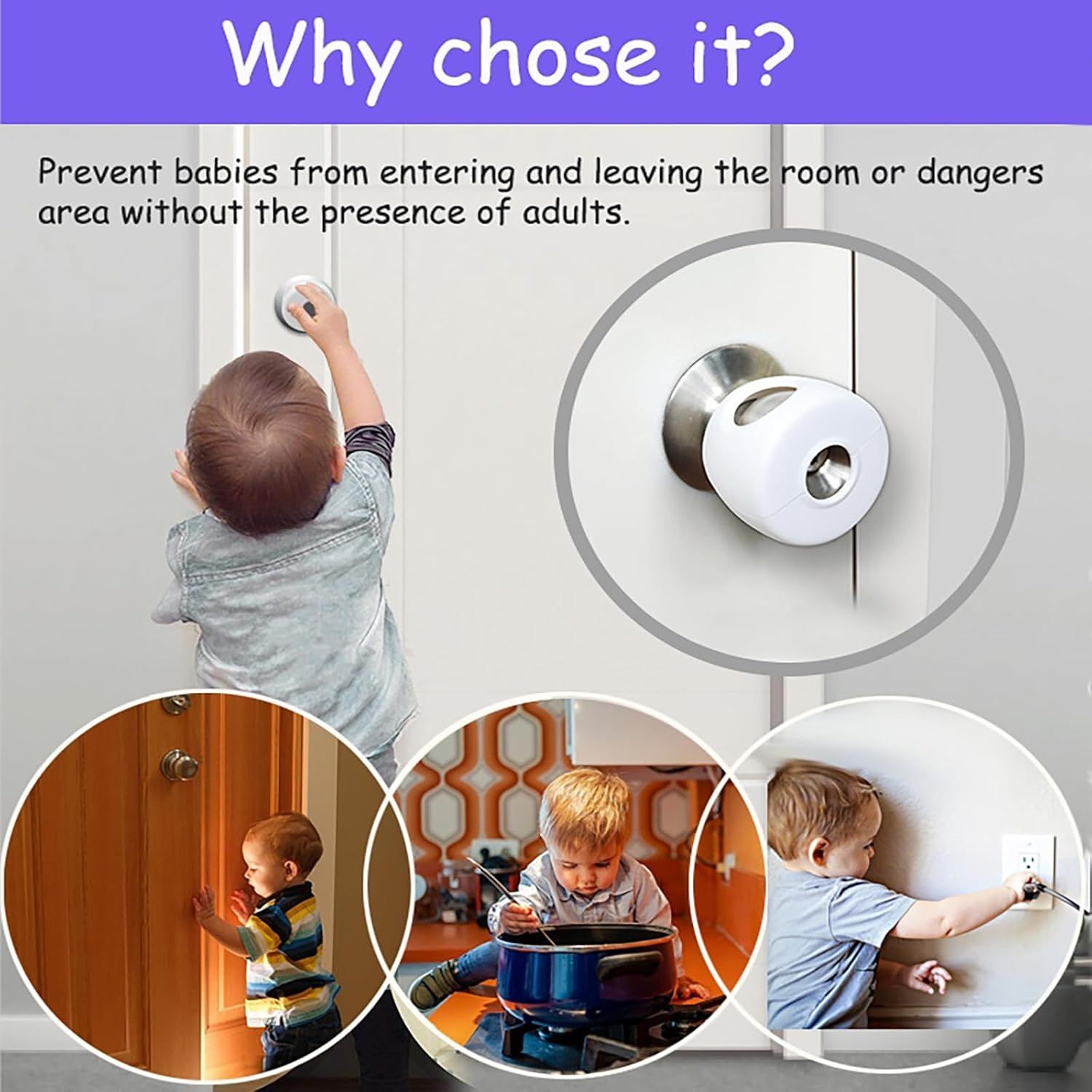 Child Proof Door Knob Covers, 4Pack Door Knob Safety Cover for Kids, Door Locks for Kids Safety, Toddler Door Knob Cover - Image 5