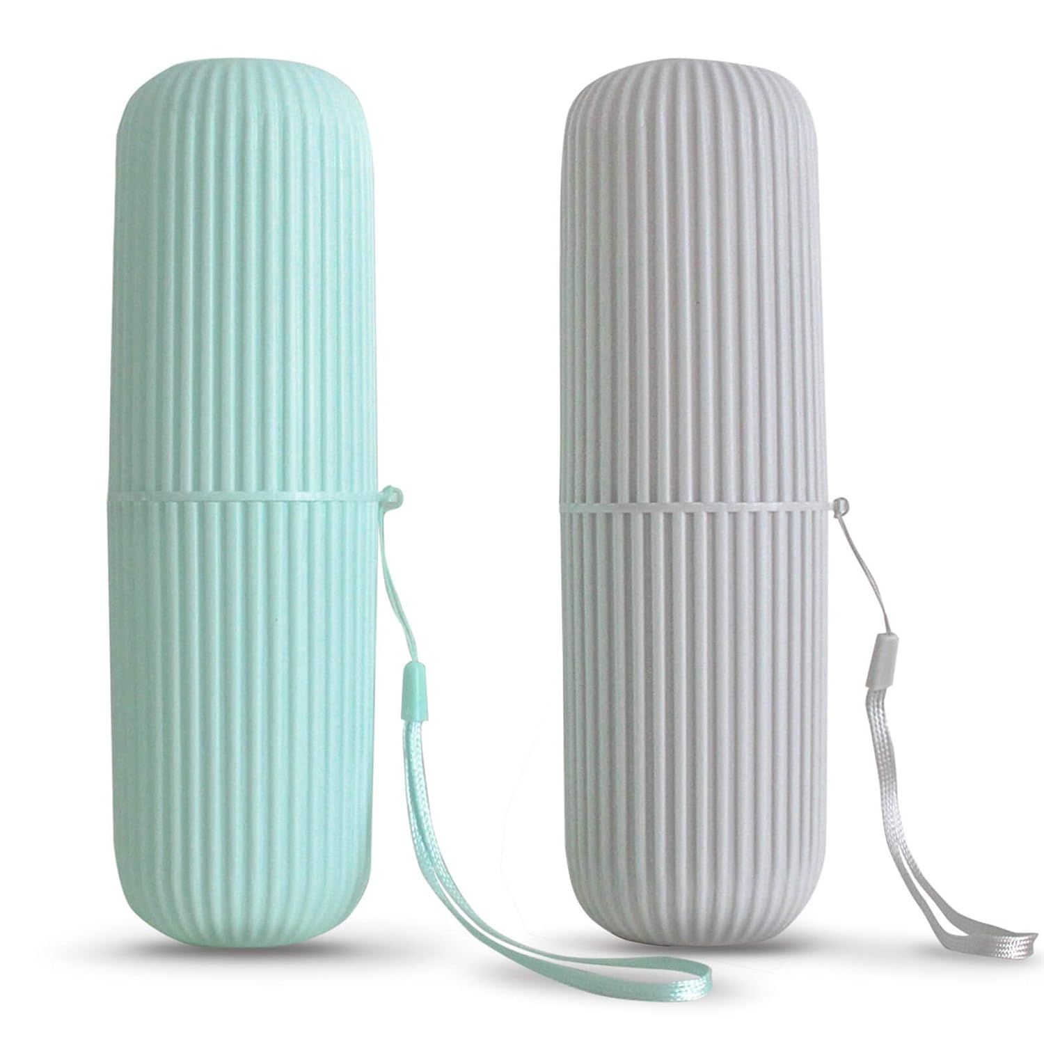 2Pcs Travel Toothbrush Holder, Portable Toothbrush Case for Traveling, Camping, Business Trip and School, Multifuction Plastic Toothbrushes Toothpaste Set with Two Colors（Length：7.7