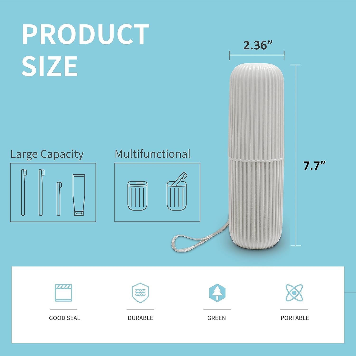 2Pcs Travel Toothbrush Holder, Portable Toothbrush Case for Traveling, Camping, Business Trip and School, Multifuction Plastic Toothbrushes Toothpaste Set with Two Colors（Length：7.7