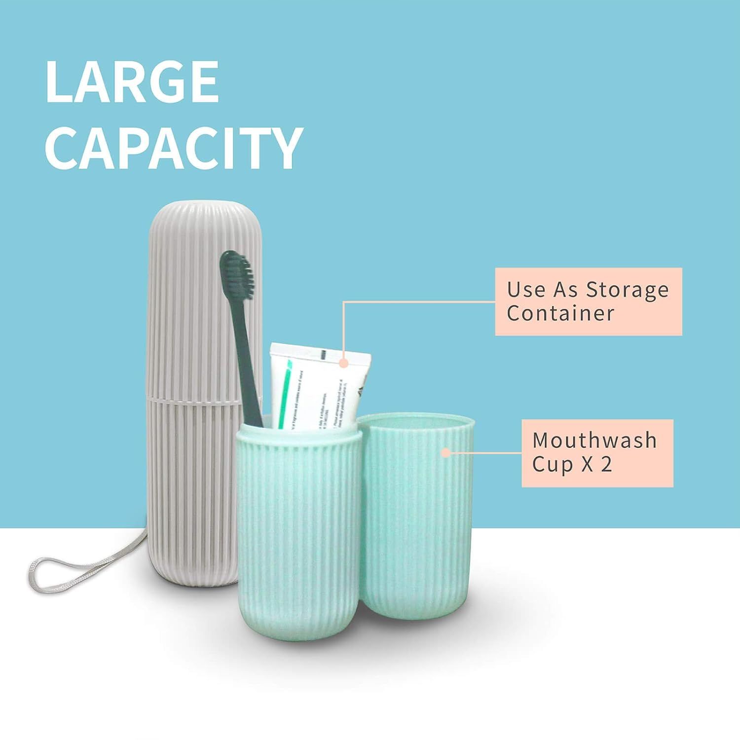 2Pcs Travel Toothbrush Holder, Portable Toothbrush Case for Traveling, Camping, Business Trip and School, Multifuction Plastic Toothbrushes Toothpaste Set with Two Colors（Length：7.7