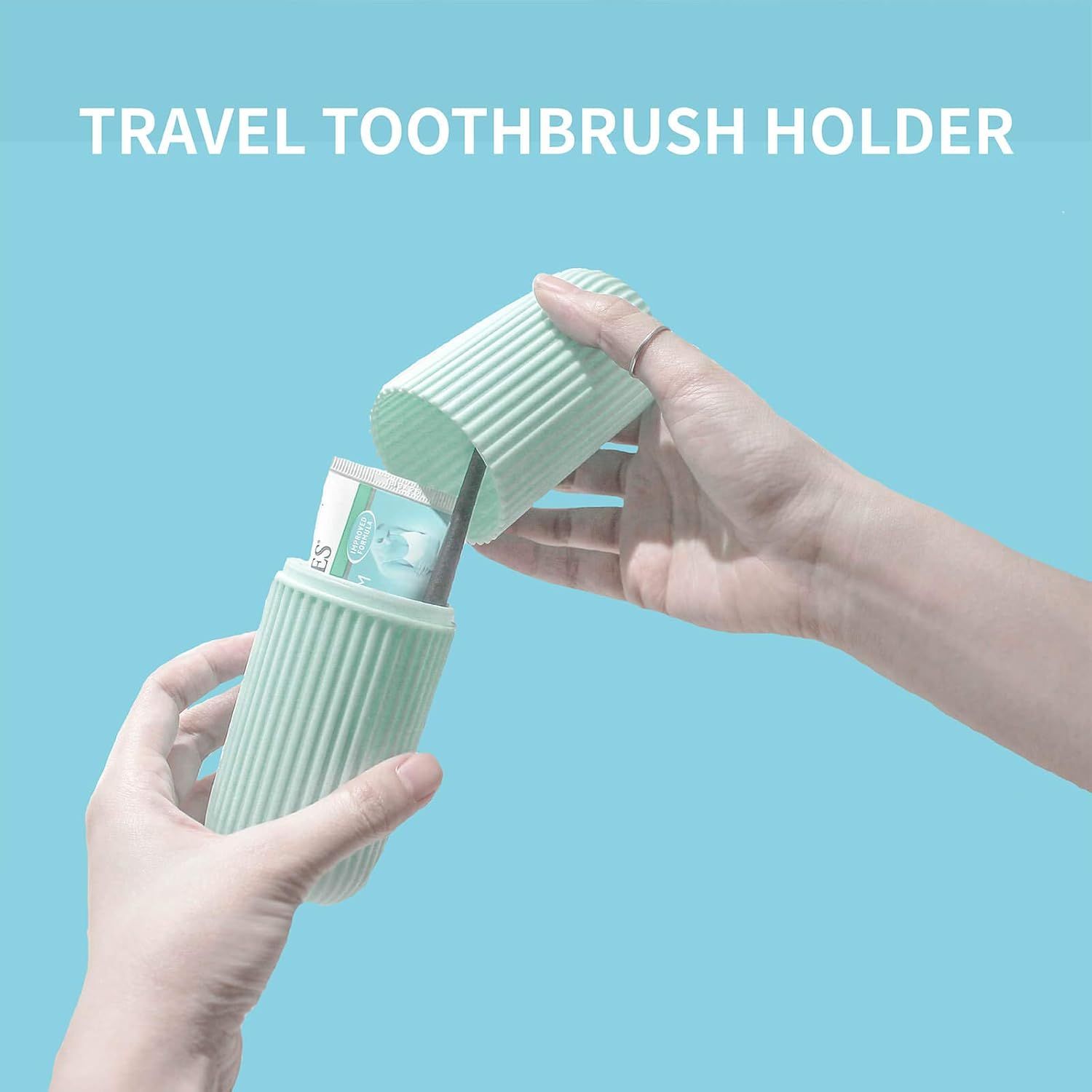2Pcs Travel Toothbrush Holder, Portable Toothbrush Case for Traveling, Camping, Business Trip and School, Multifuction Plastic Toothbrushes Toothpaste Set with Two Colors（Length：7.7